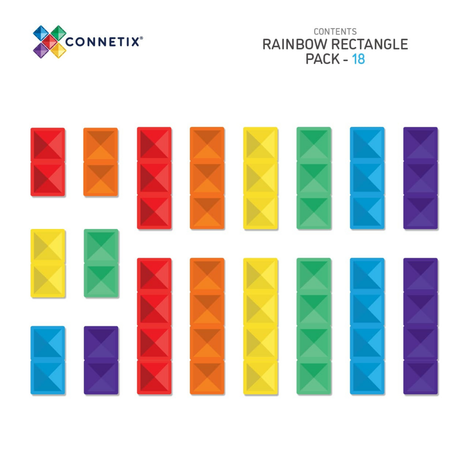 18-piece magnetic constructor - Rainbow Rectangle