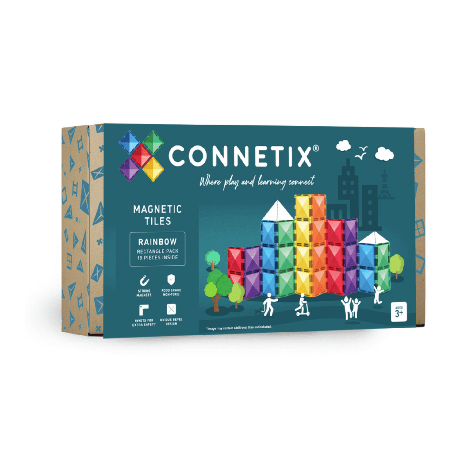 18-piece magnetic constructor - Rainbow Rectangle