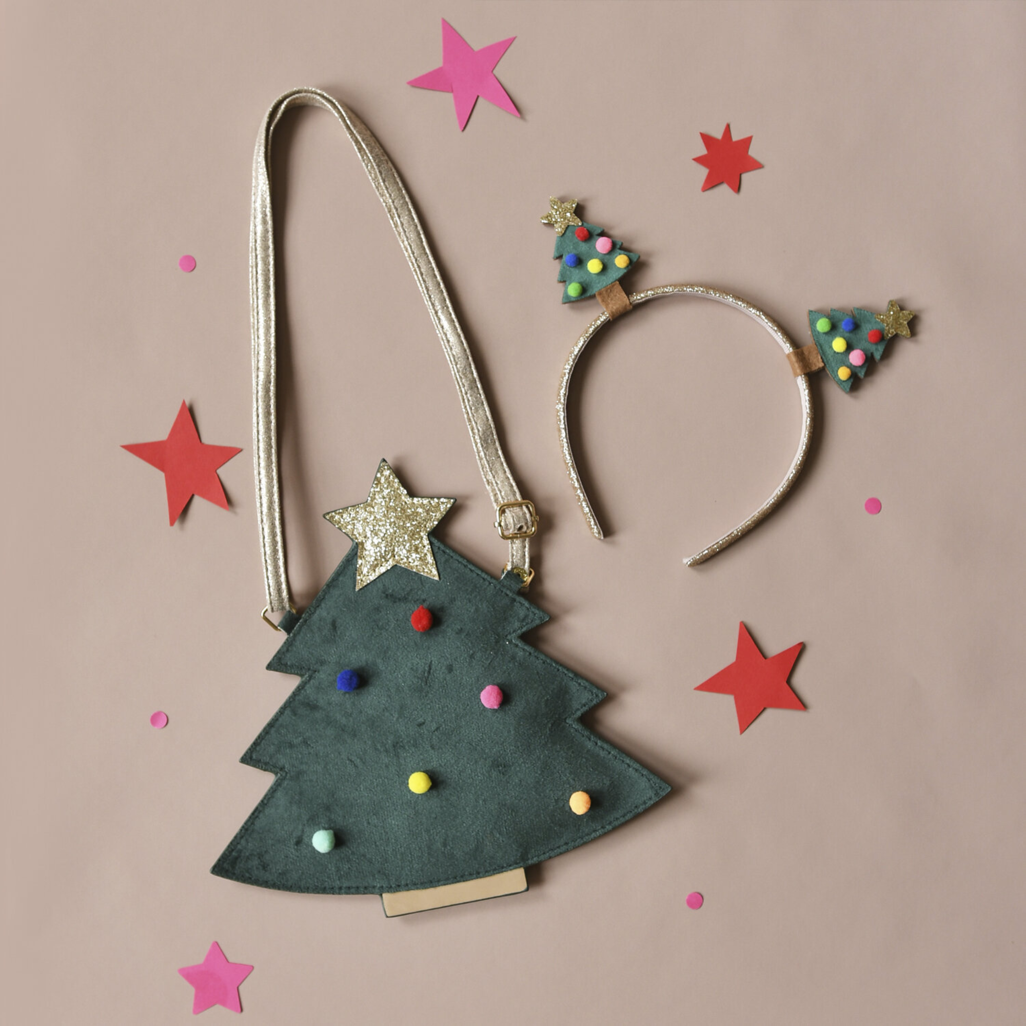 Hair bow - Velvet Christmas Tree