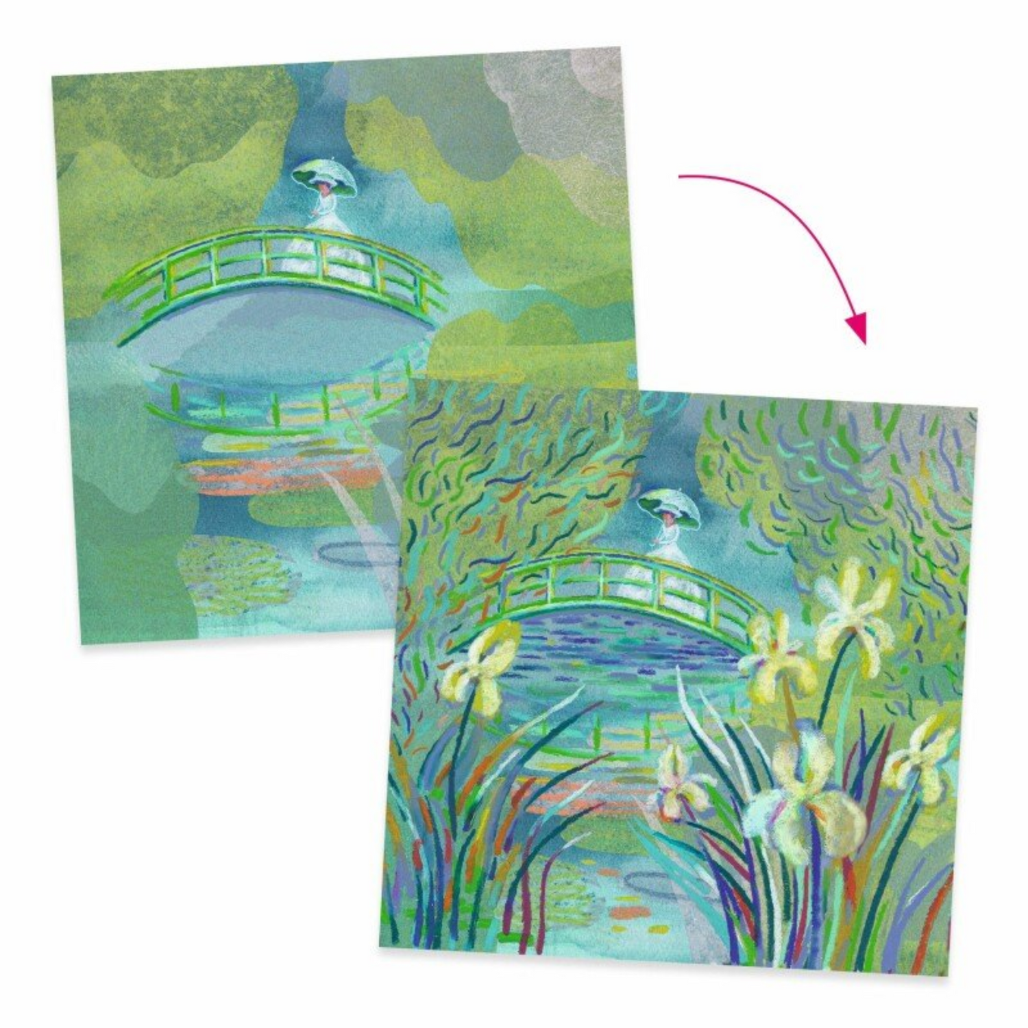 Crayon Painting - Inspired by | On the Water Lily Pond