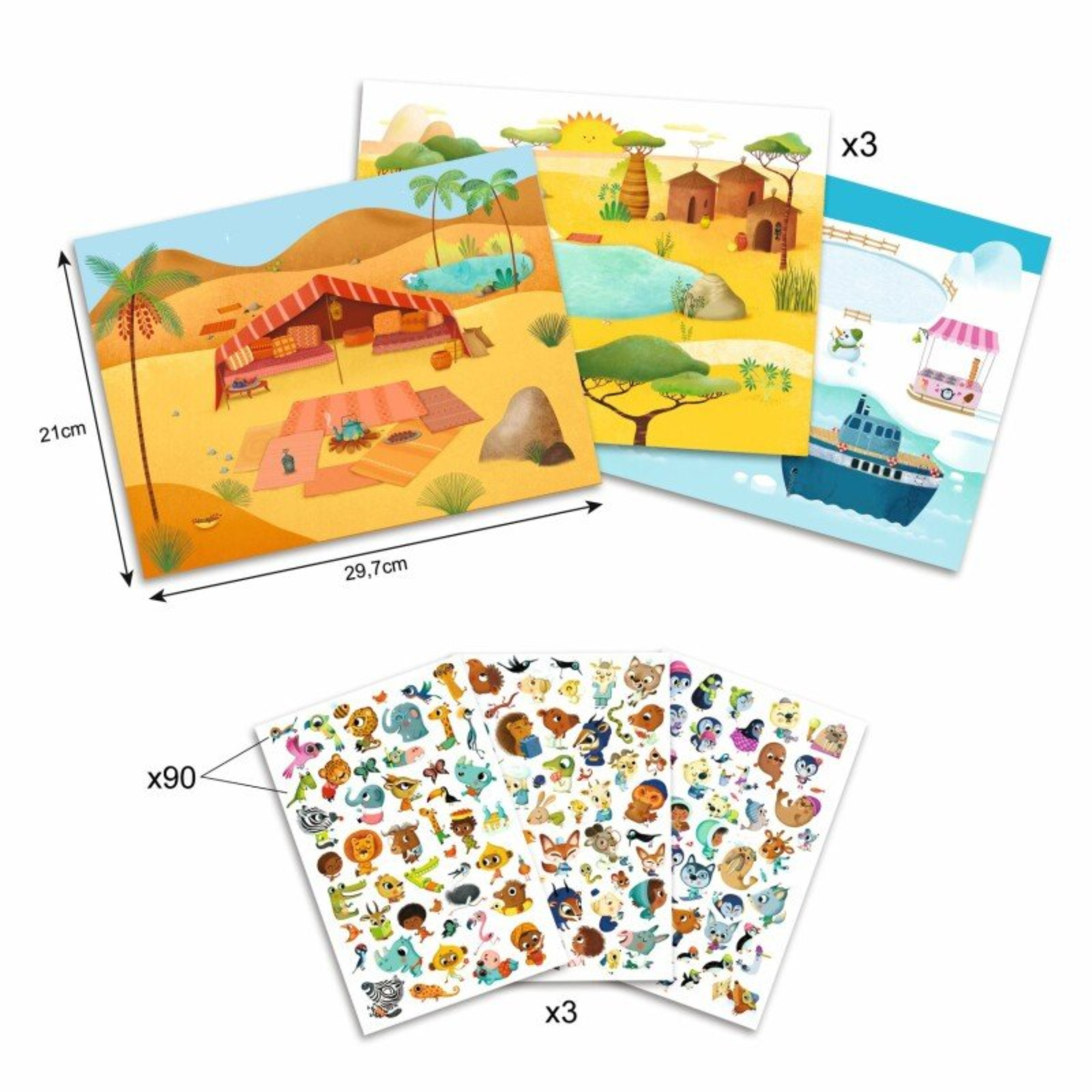 Nutrinami paveiksliukai - Savannah, desert, and North Pole