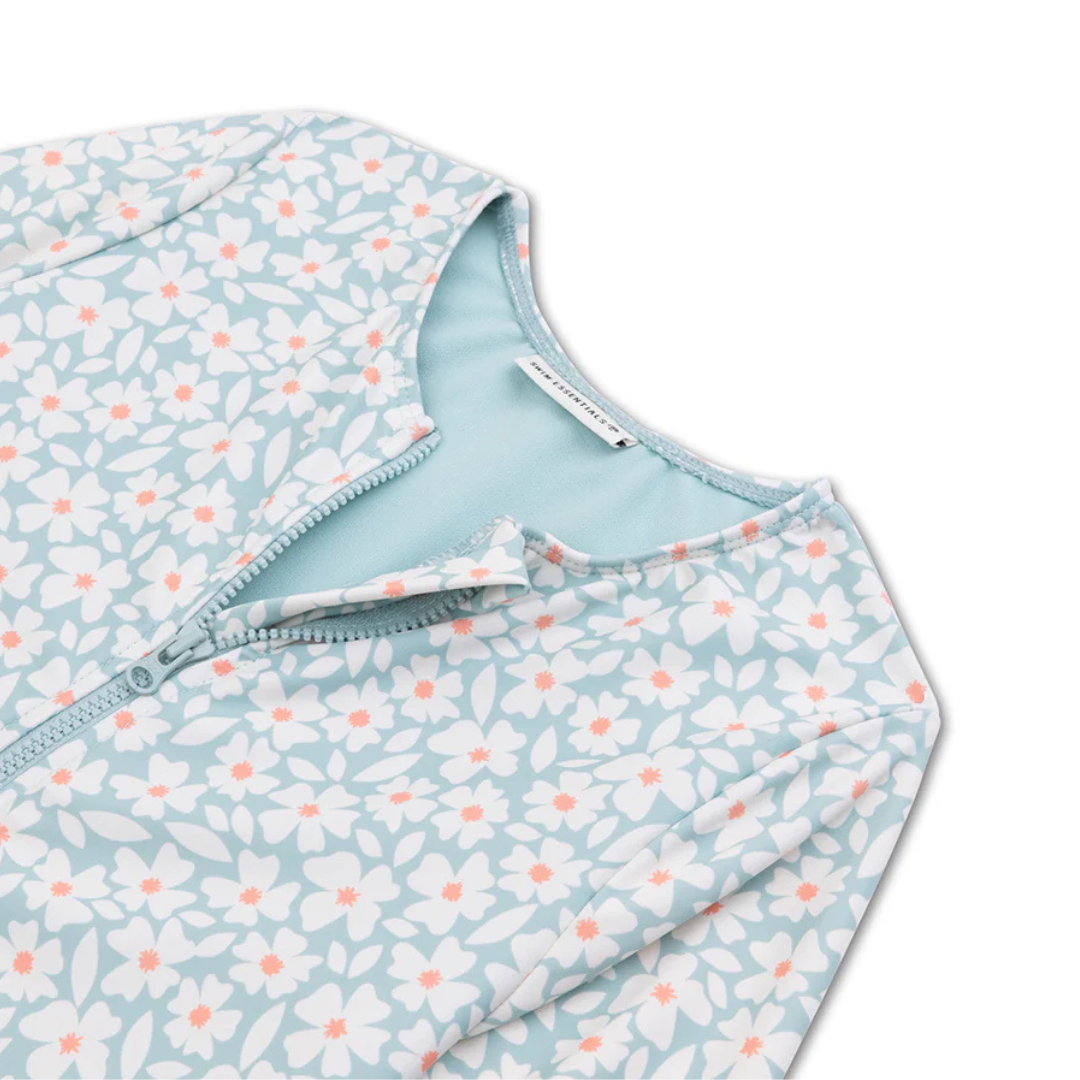 Long-sleeved swimsuit -Green Flowers