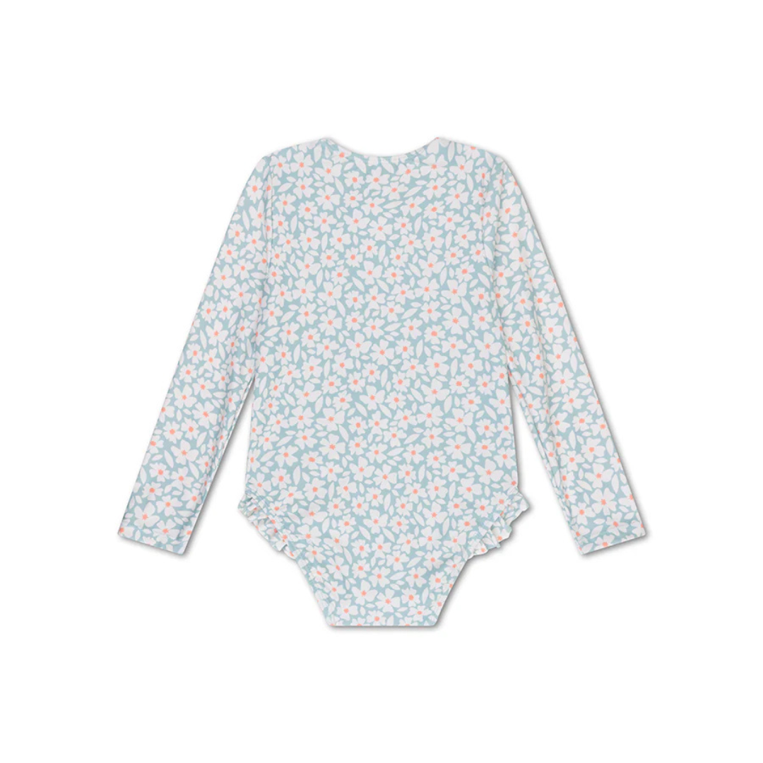 Long-sleeved swimsuit -Green Flowers