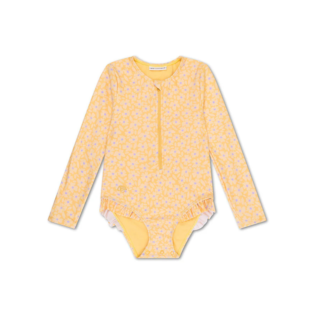 Long-sleeved swimsuit - Yellow Flowers