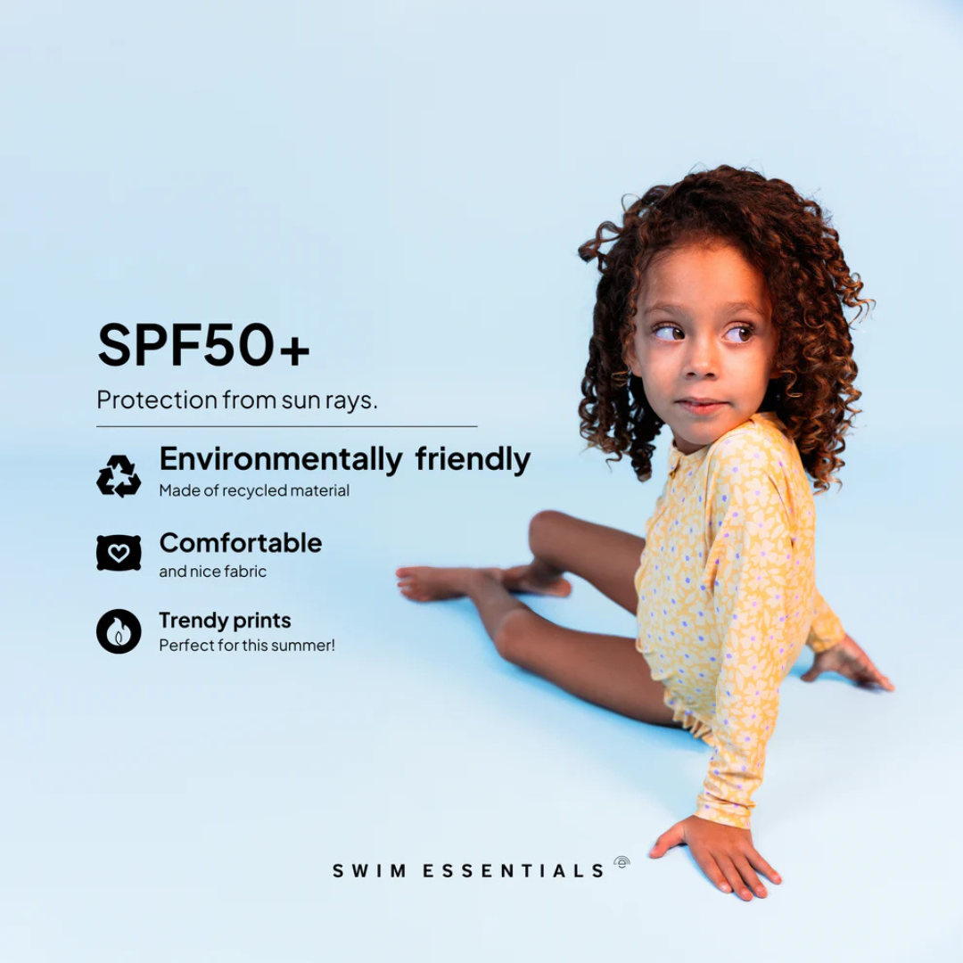 Long-sleeved swimsuit - Yellow Flowers