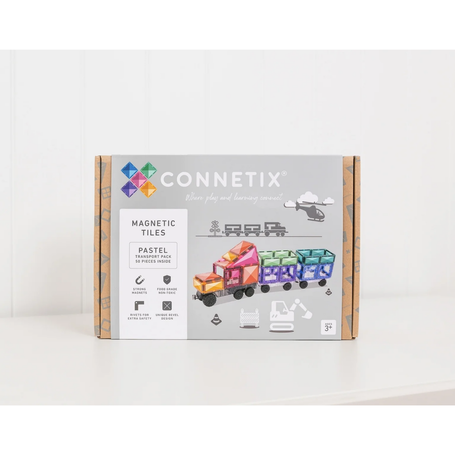 50-piece magnetic constructor - Pastel Transport pack