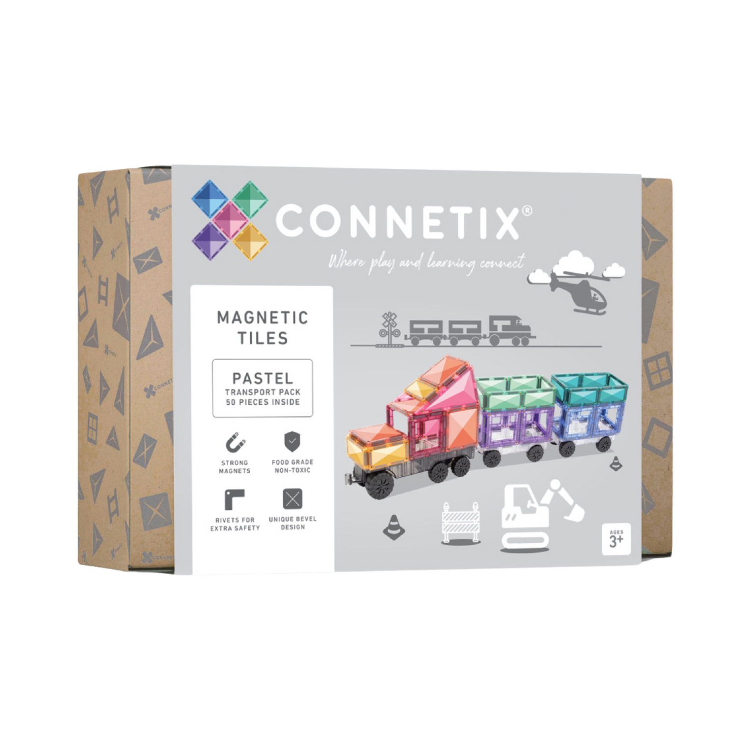 50-piece magnetic constructor - Pastel Transport pack
