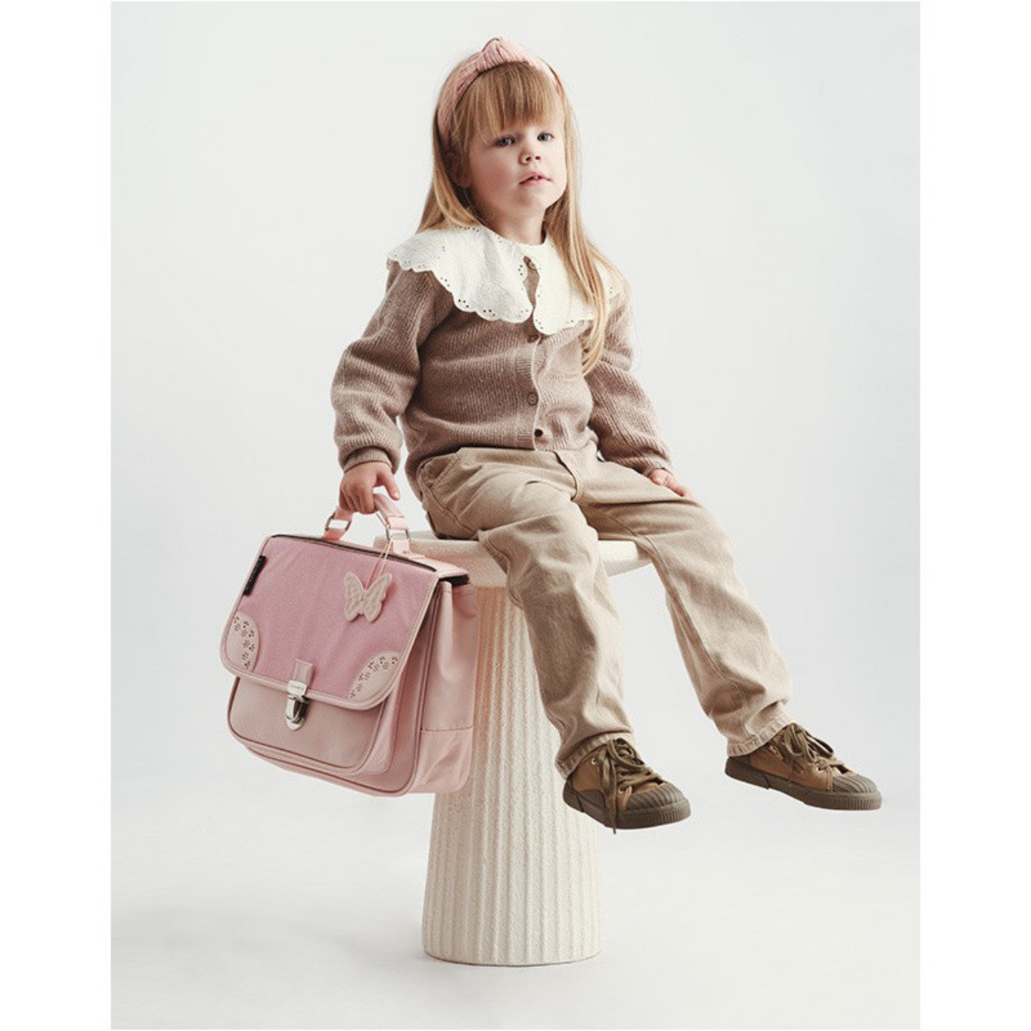 Mažas mokyklinis portfelis - Pink Oxford