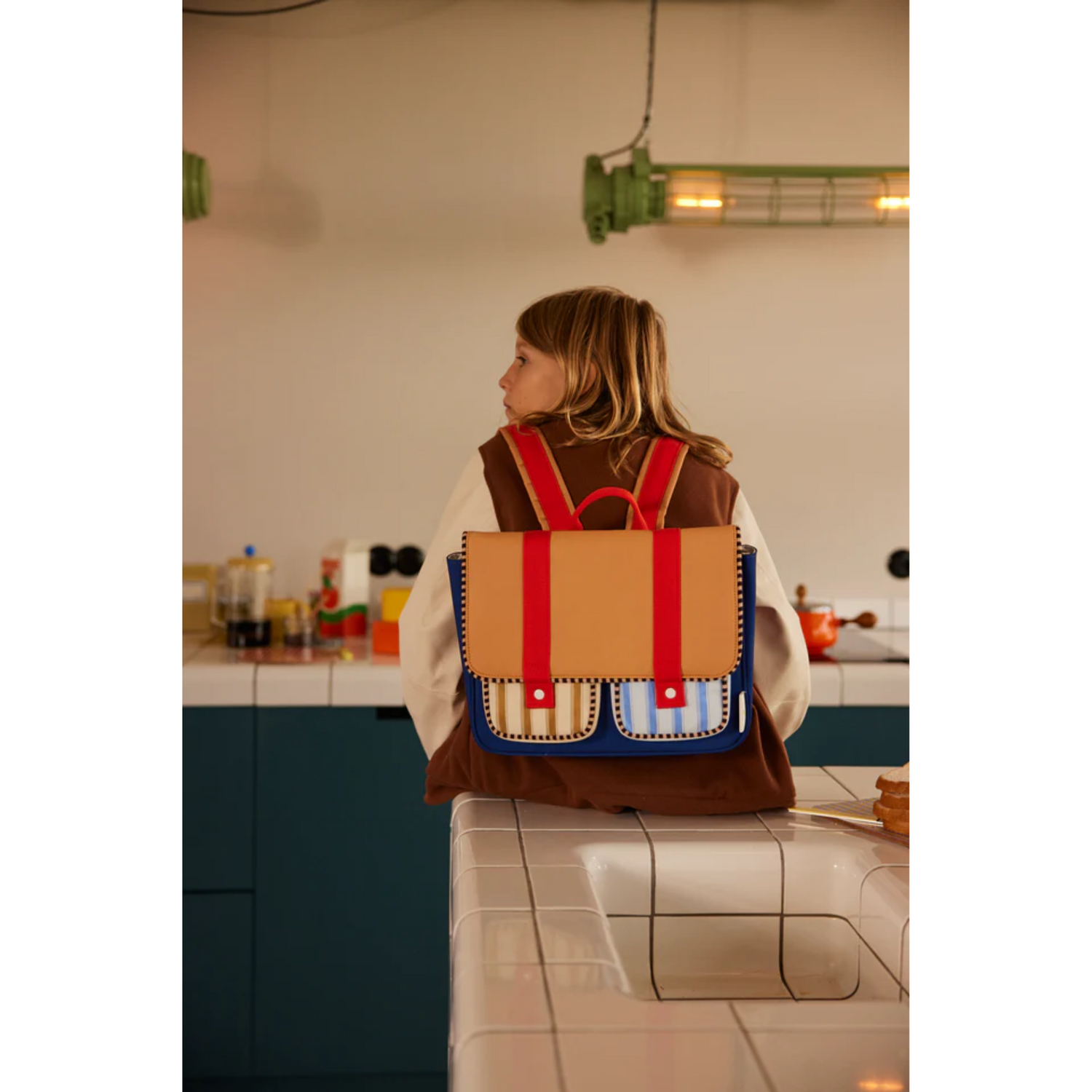 Mokyklinis portfelis - jane beige + ned blue