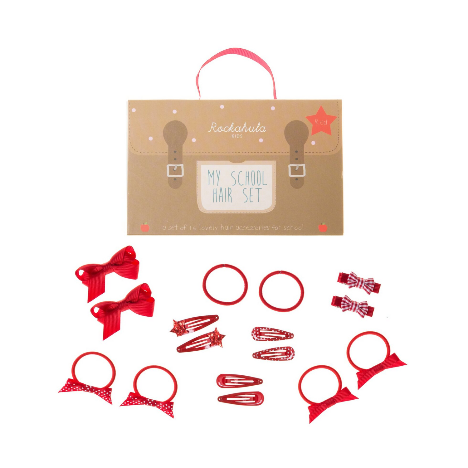 Plaukų aksesuarų rinkinys mokyklai - Red
