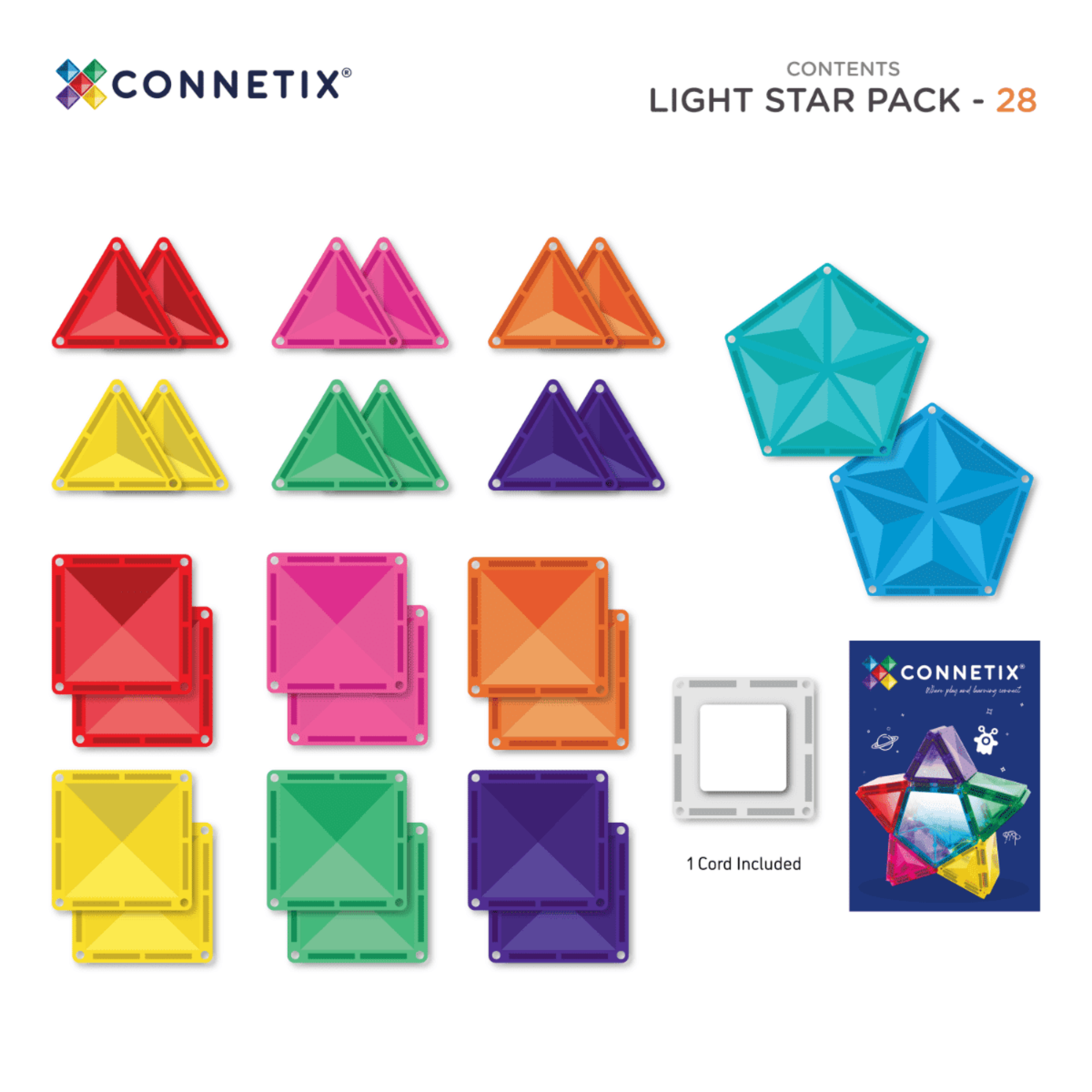 28 dalių magnetinis konstruktorius - Light Star Pack