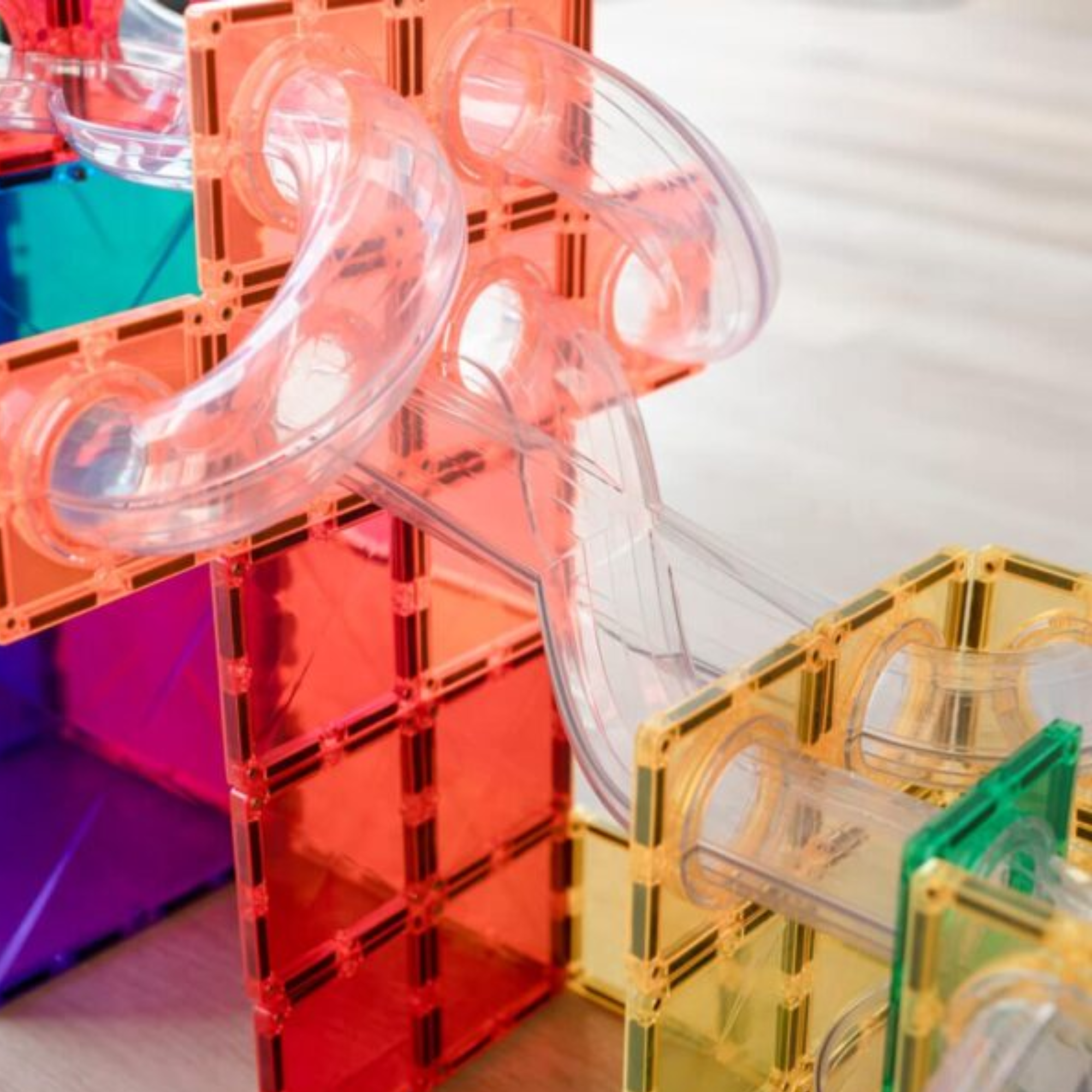66-piece magnetic constructor - Rainbow Ball Run Expansion