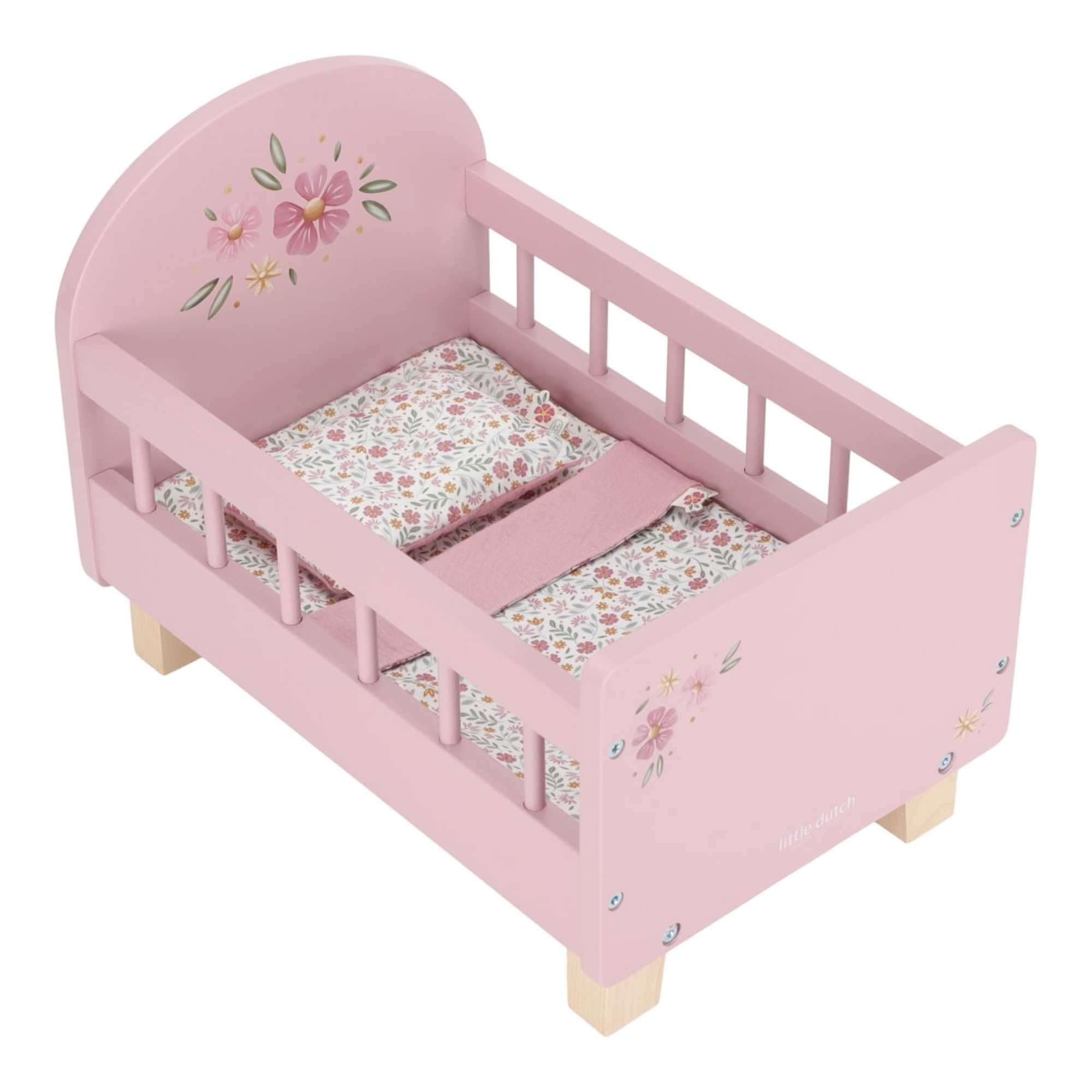 Doll bed with bedding