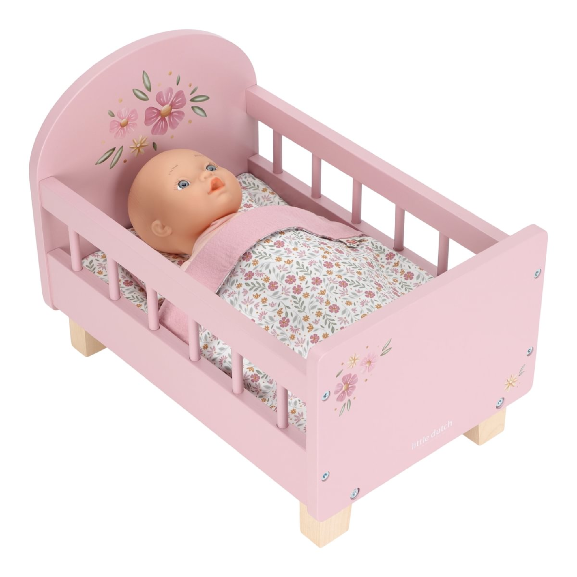 Doll bed with bedding