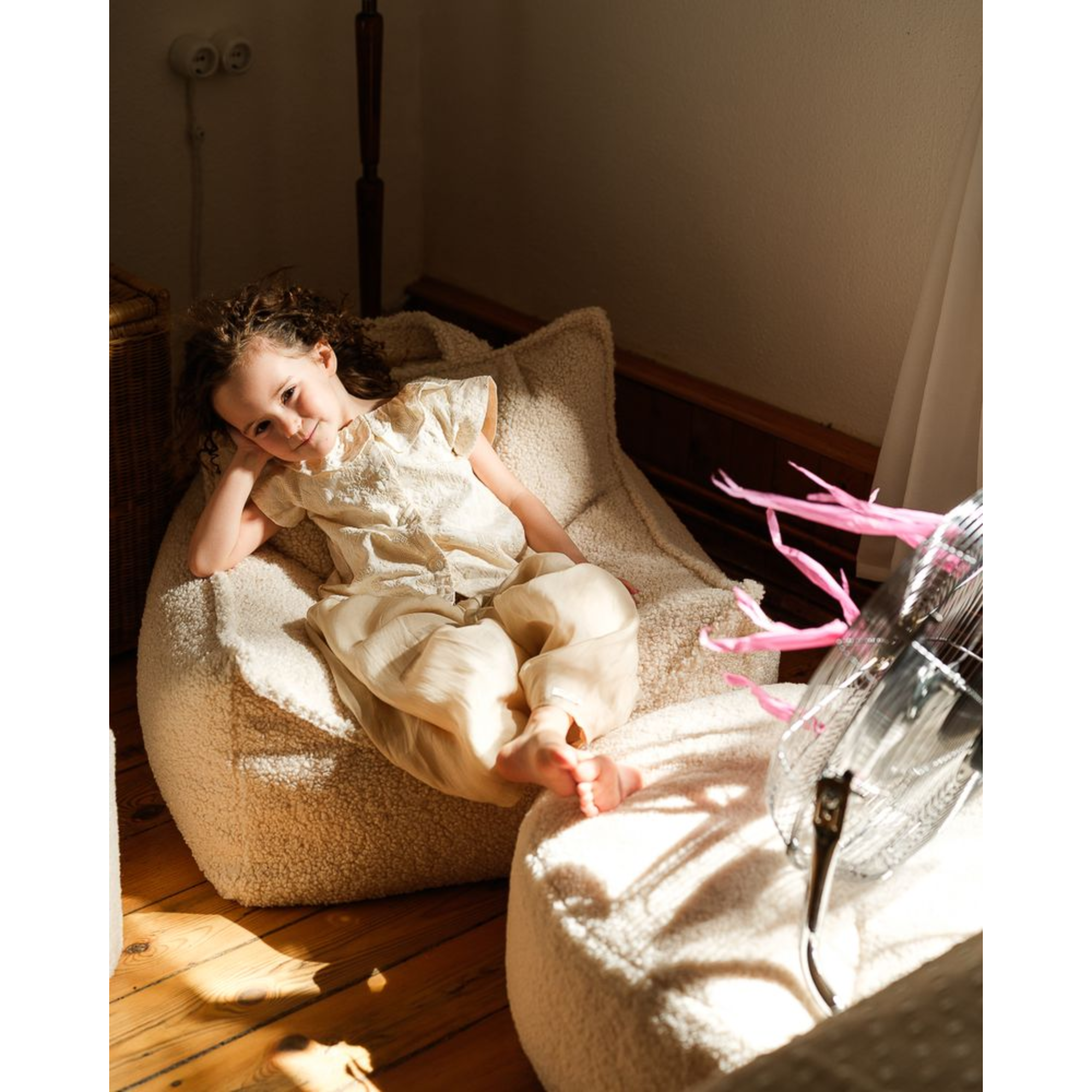 Sėdmaišio ir pufo rinkinys - Cream White