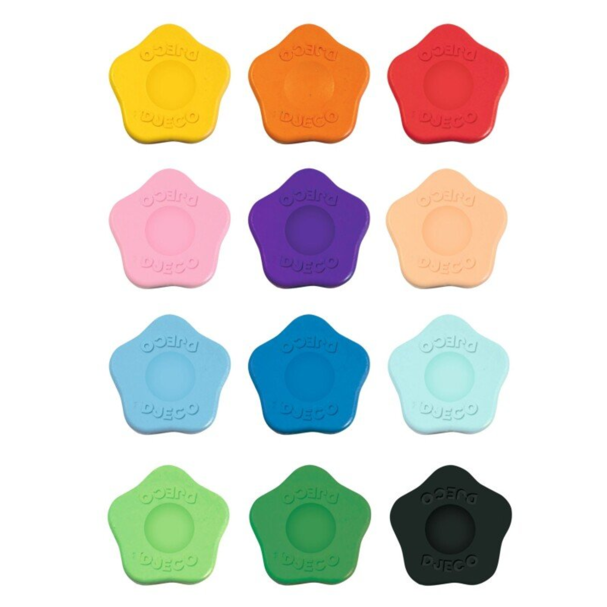 12 colored crayons