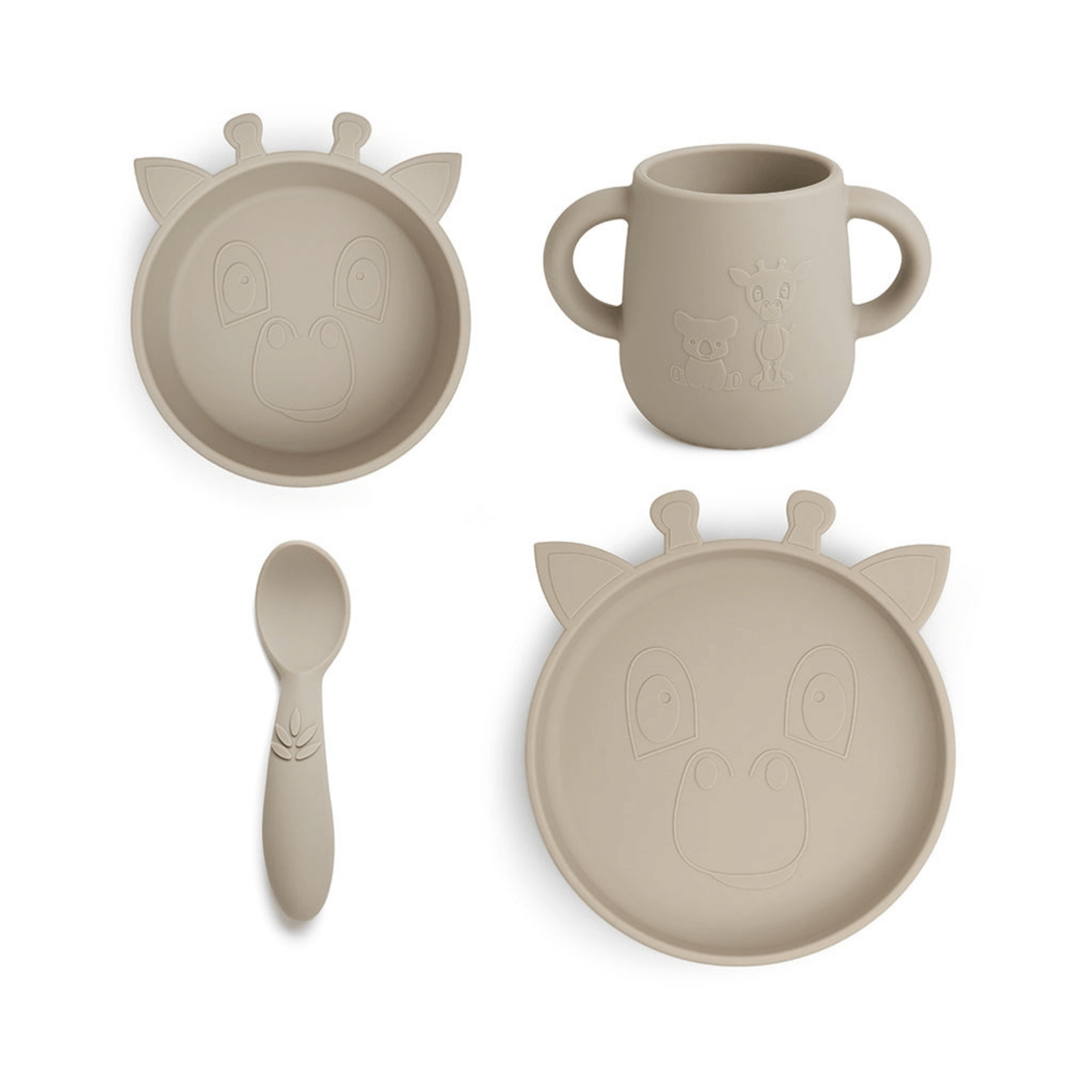 Giraffe silikoninių indų rinkinys - Cobblestone