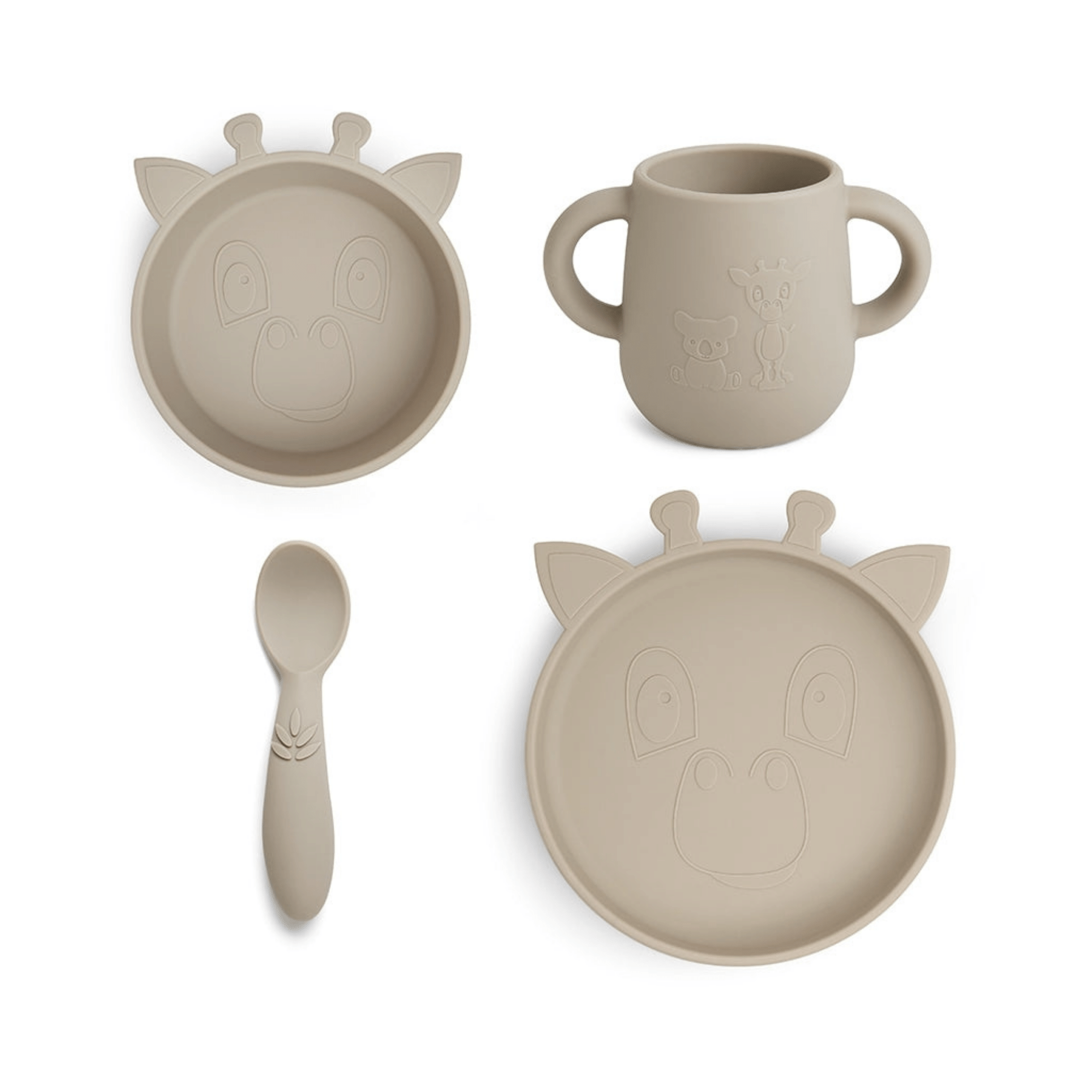 Giraffe silikoninių indų rinkinys - Cobblestone