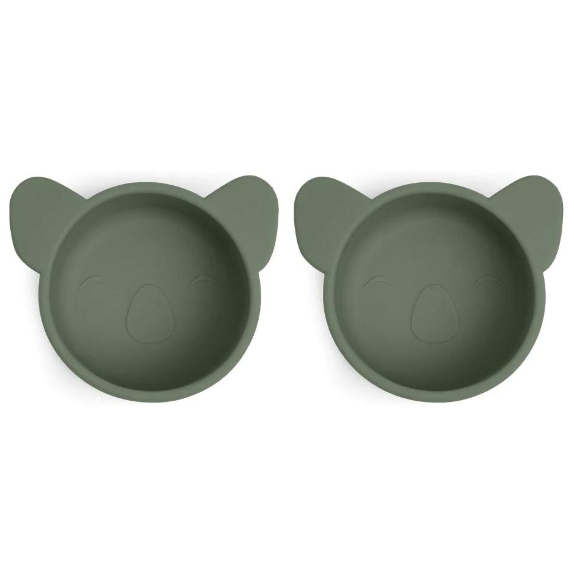 Koala silikoninių 2 dubenėlių rinkinys užkandžiams - Dusty Green - little-goose.com