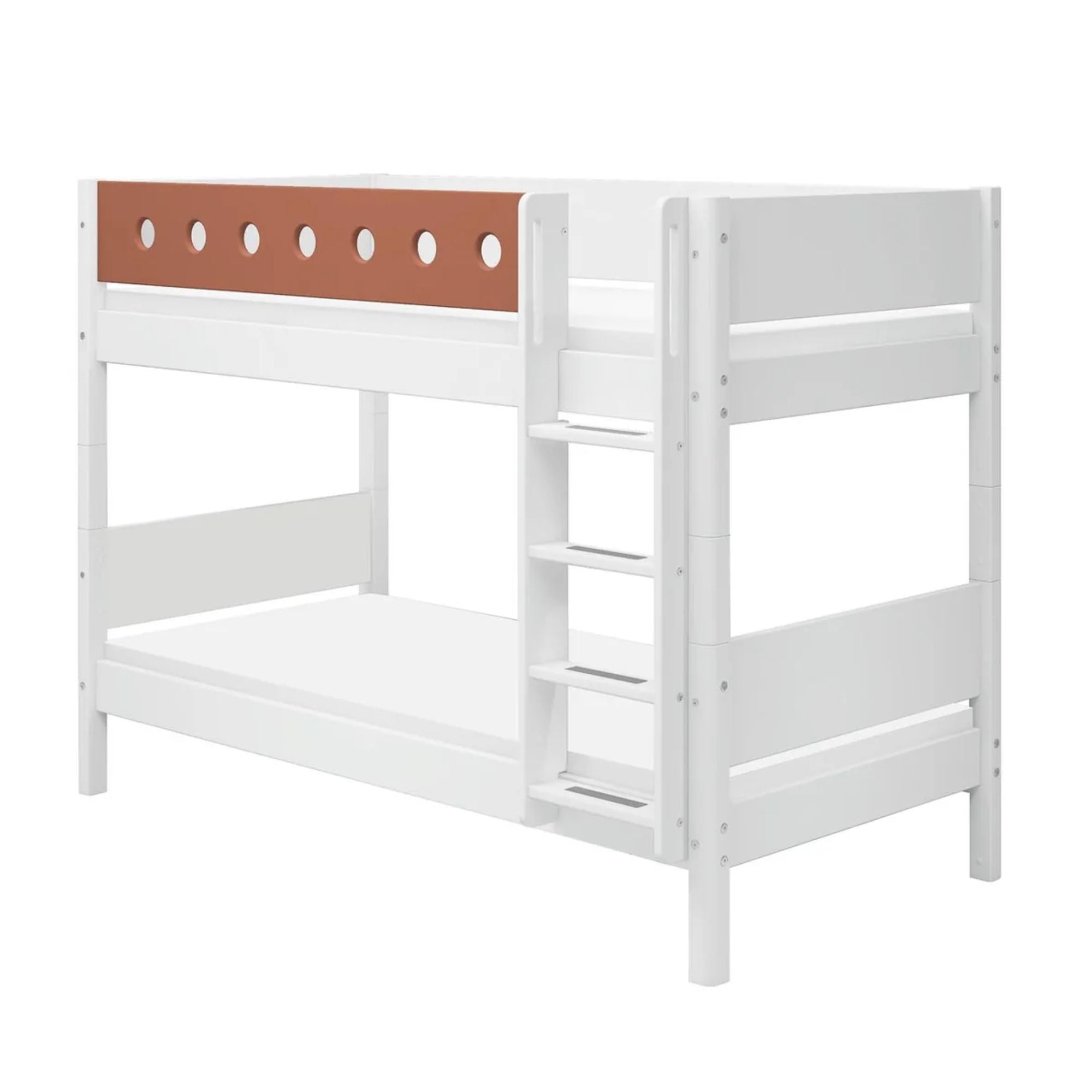 Vaikiška dviaukštė lova su tiesiomis kopėčiomis White | Blush - 154 x 109 x 210 cm - little-goose.com