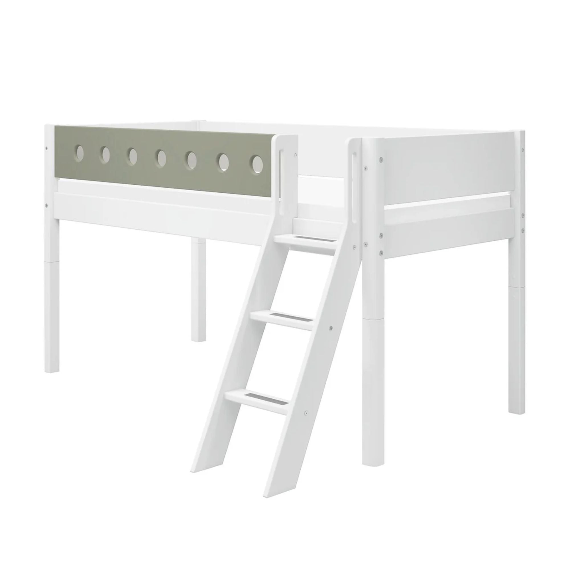 Vaikiška lova su nuožulniomis kopėčiomis White | Natural Green - 120 x 151 x 210 cm - little-goose.com