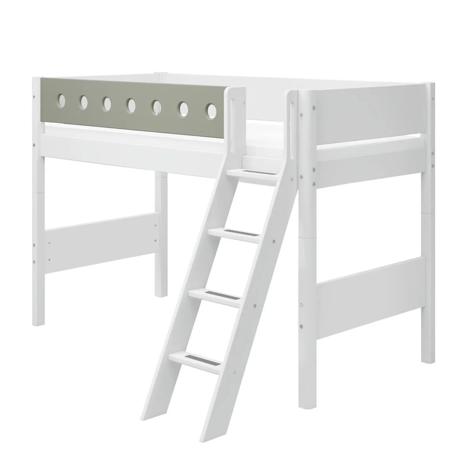 Vaikiška lova su nuožulniomis kopėčiomis White | Natural Green - 143 x 159 x 210 cm - little-goose.com