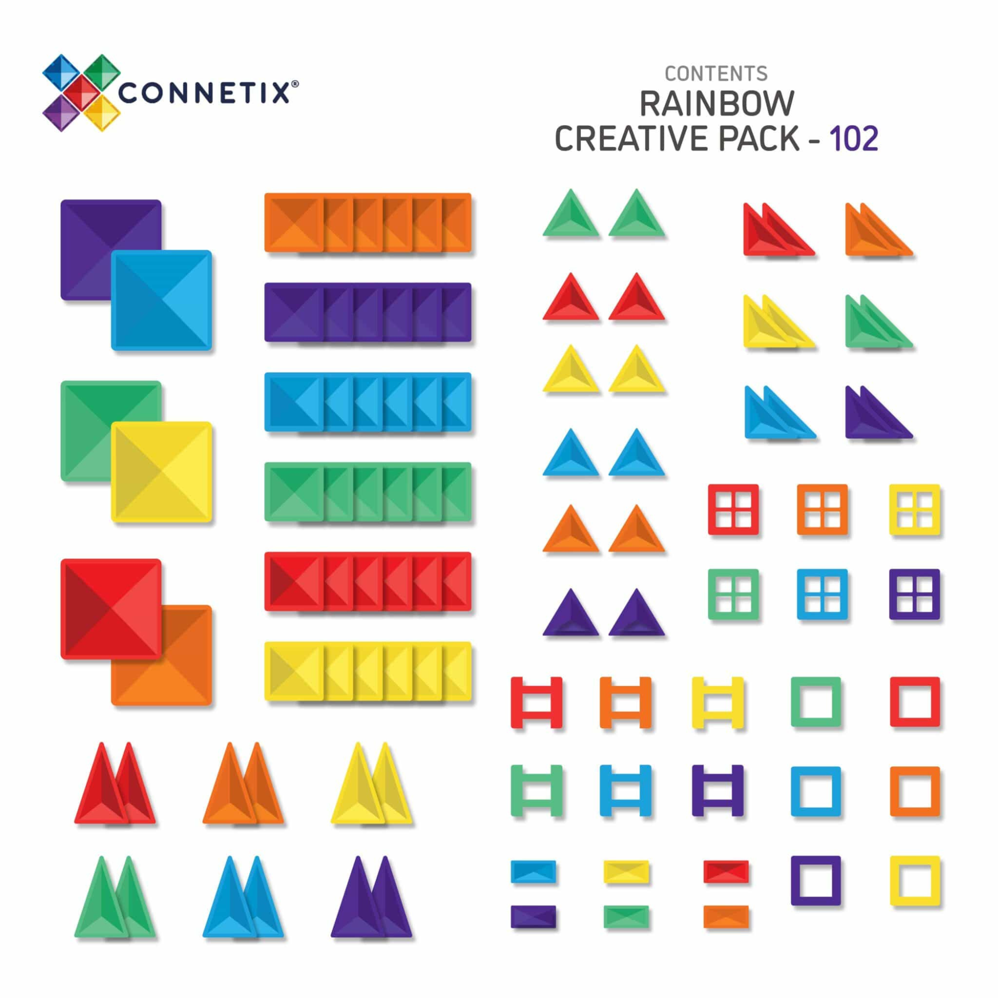 102 dalių magnetinis konstruktorius - Rainbow Creative pack