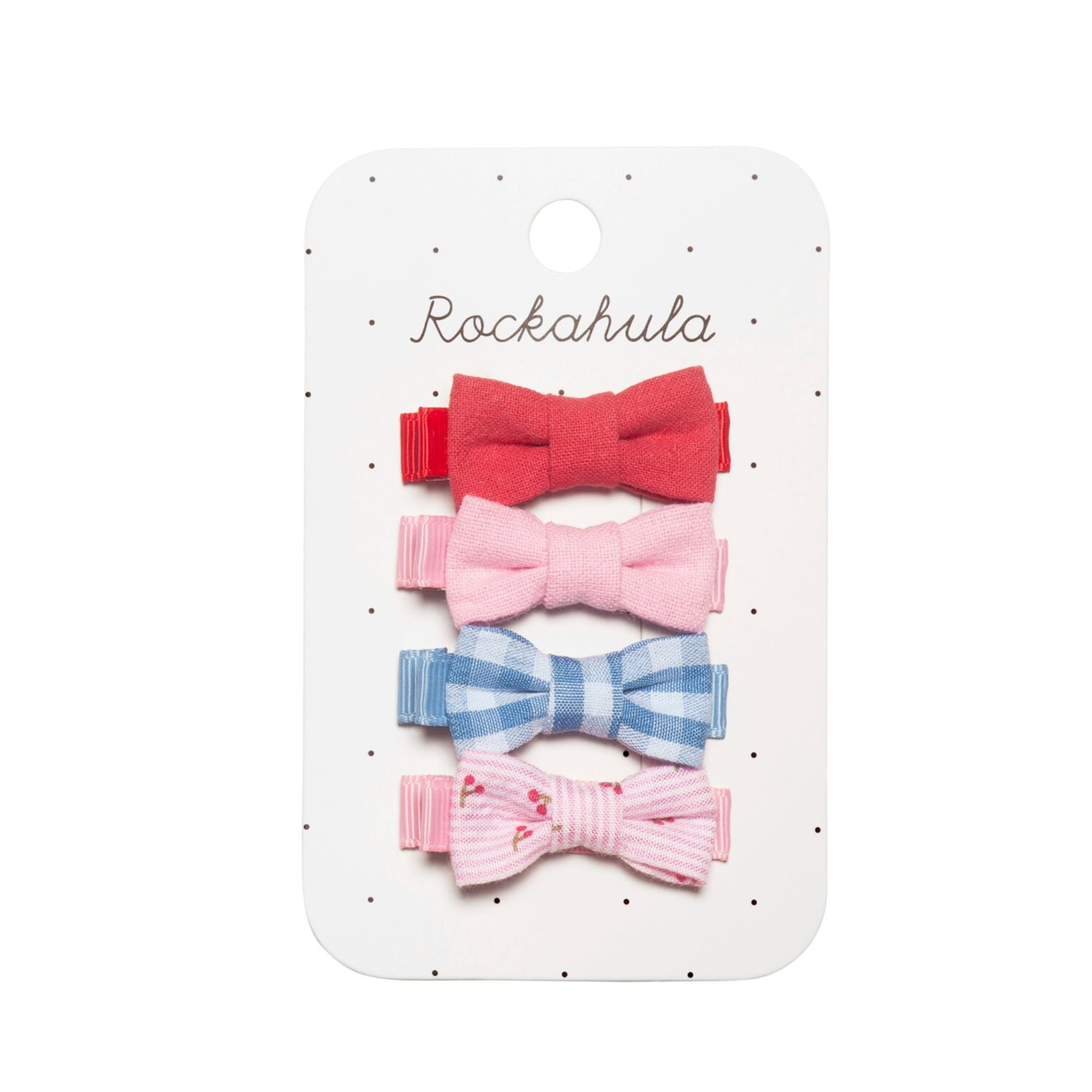 Hair clips - Cherry Gingham Mini Bow