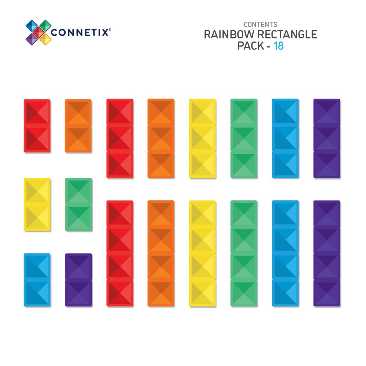 18 dalių magnetinis konstriuktorius - Rainbow Rectangle