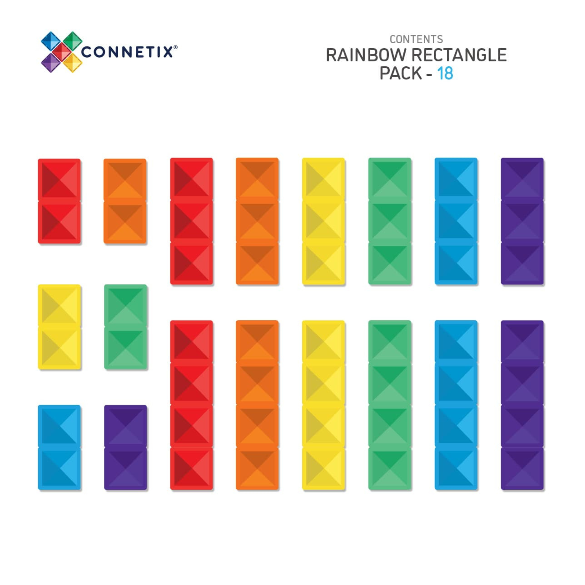 18 dalių magnetinis konstriuktorius - Rainbow Rectangle