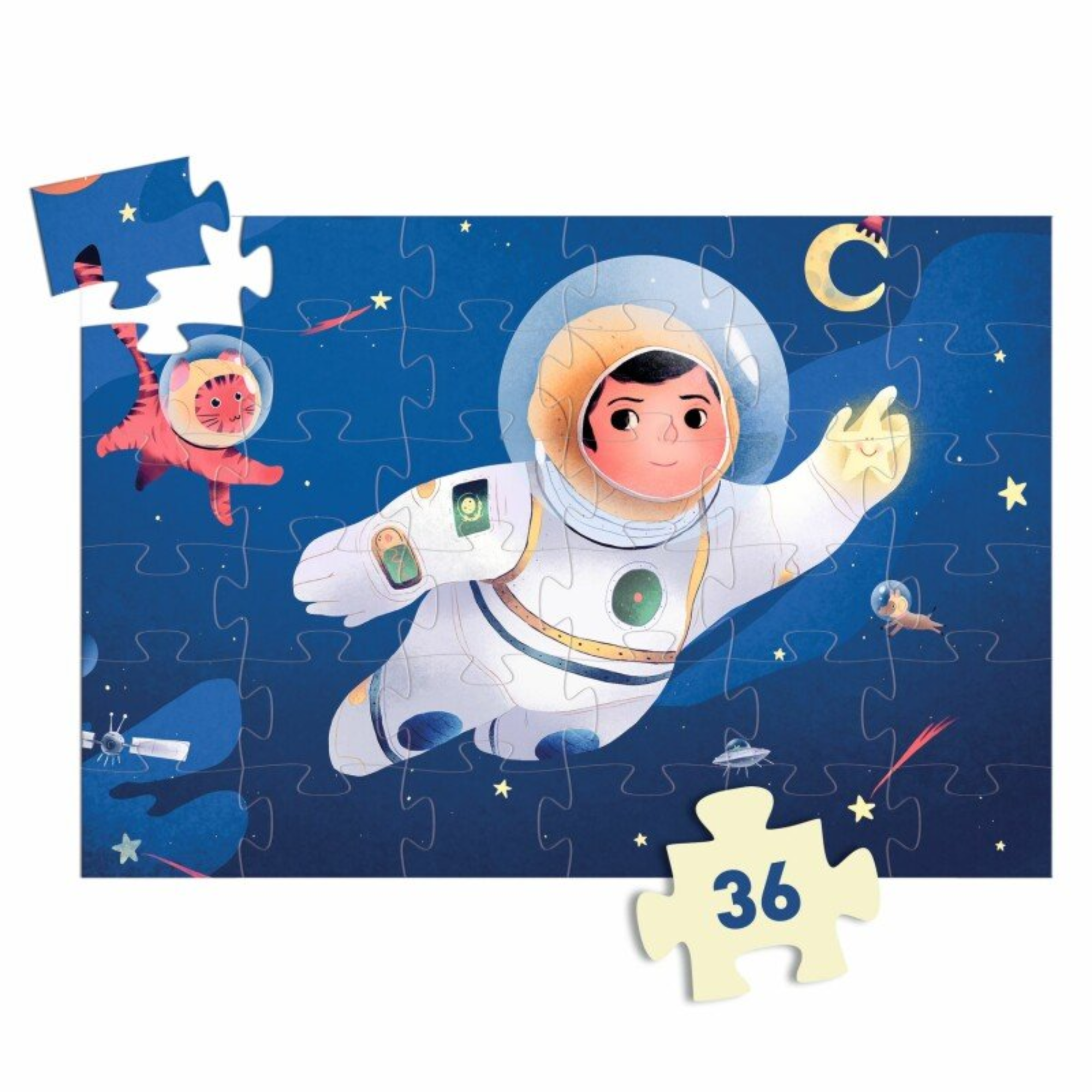 Silhouette puzzle - Astronaut on the moon