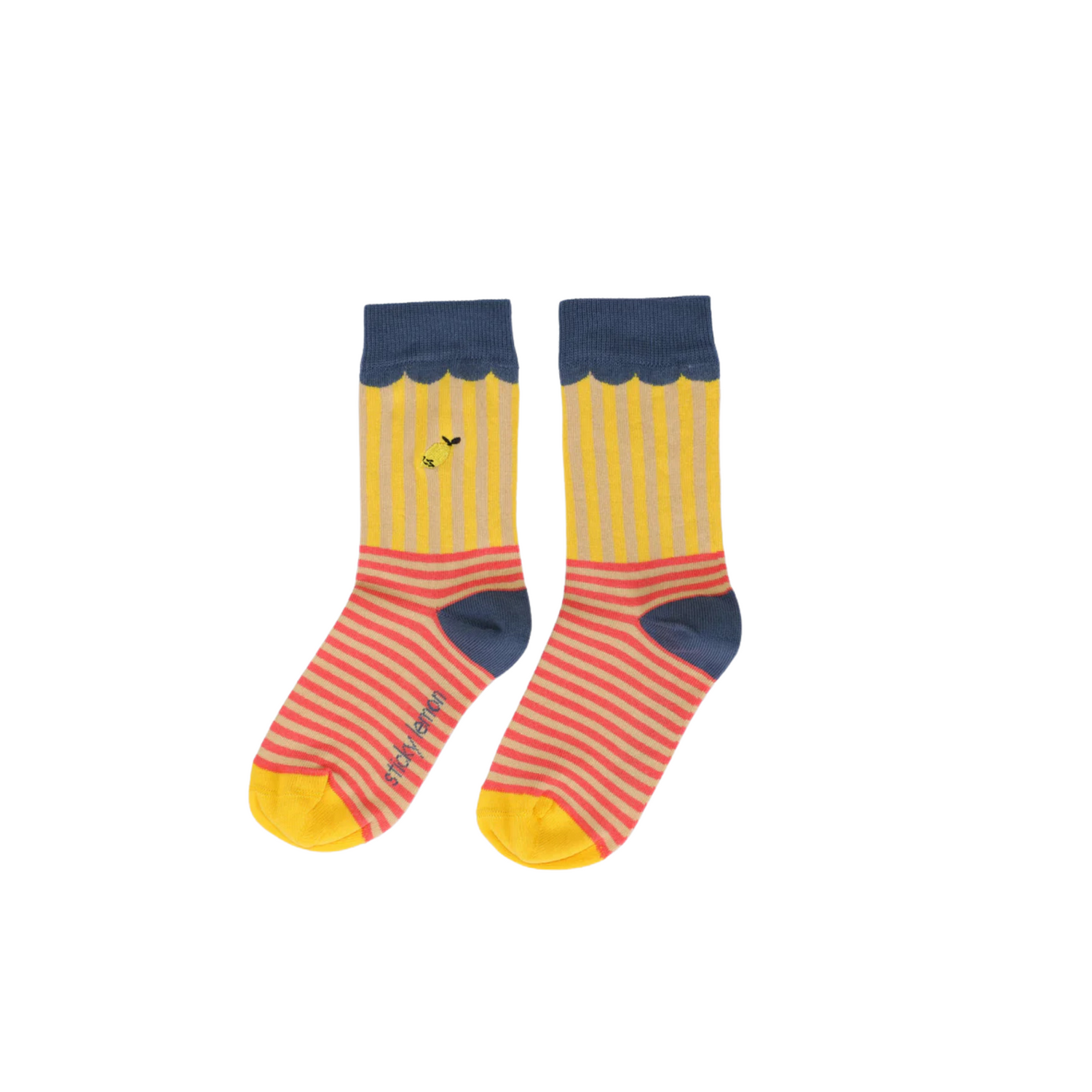 Kojinės - submarine yellow + coral pink