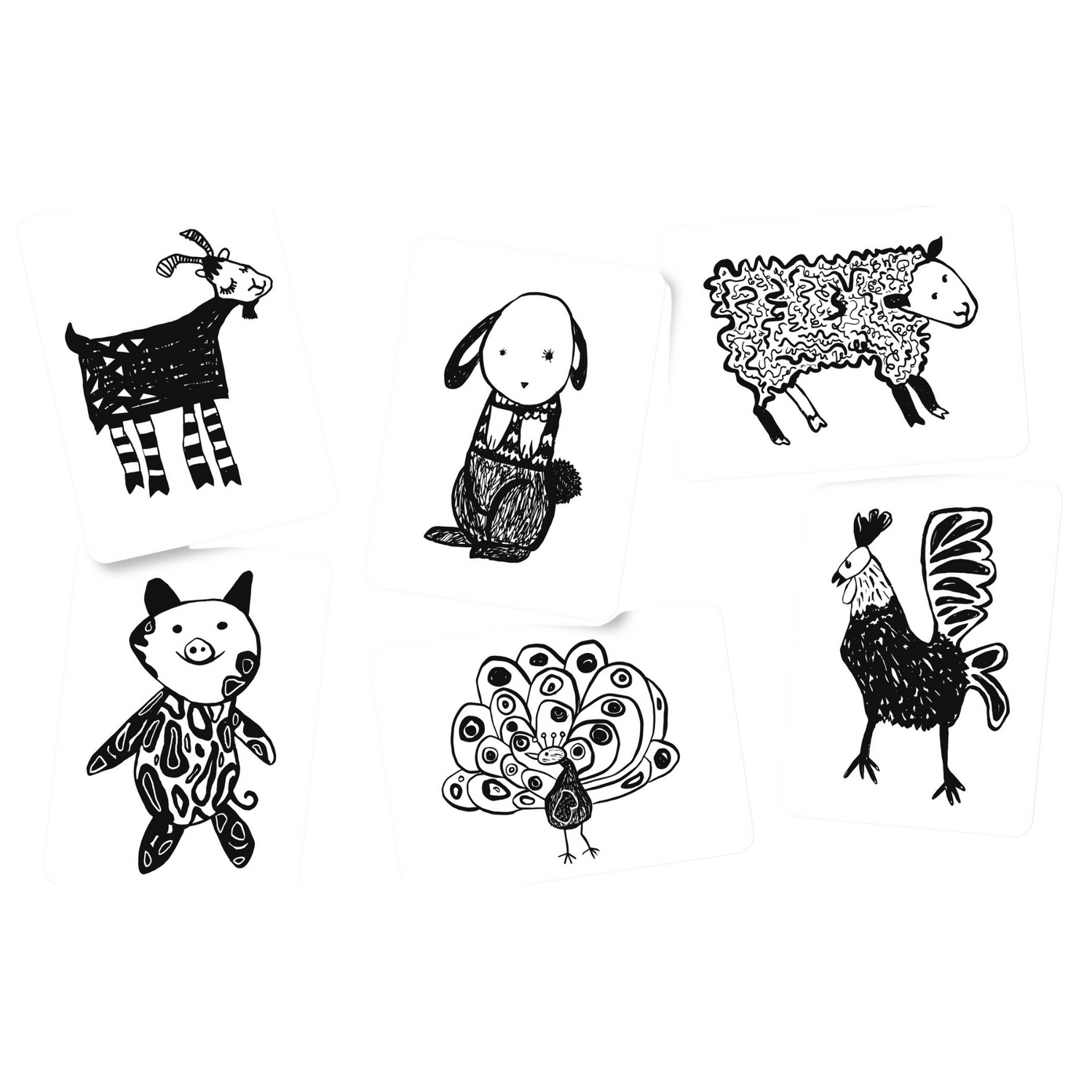 Black and white cards - Farm