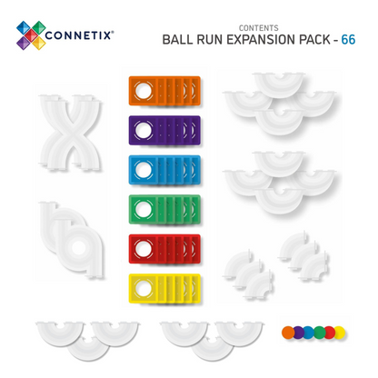 66-piece magnetic constructor - Rainbow Ball Run Expansion