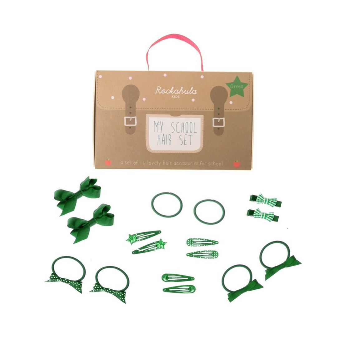 Plaukų aksesuarų rinkinys mokyklai - Green