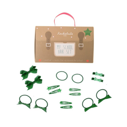 Plaukų aksesuarų rinkinys mokyklai - Green
