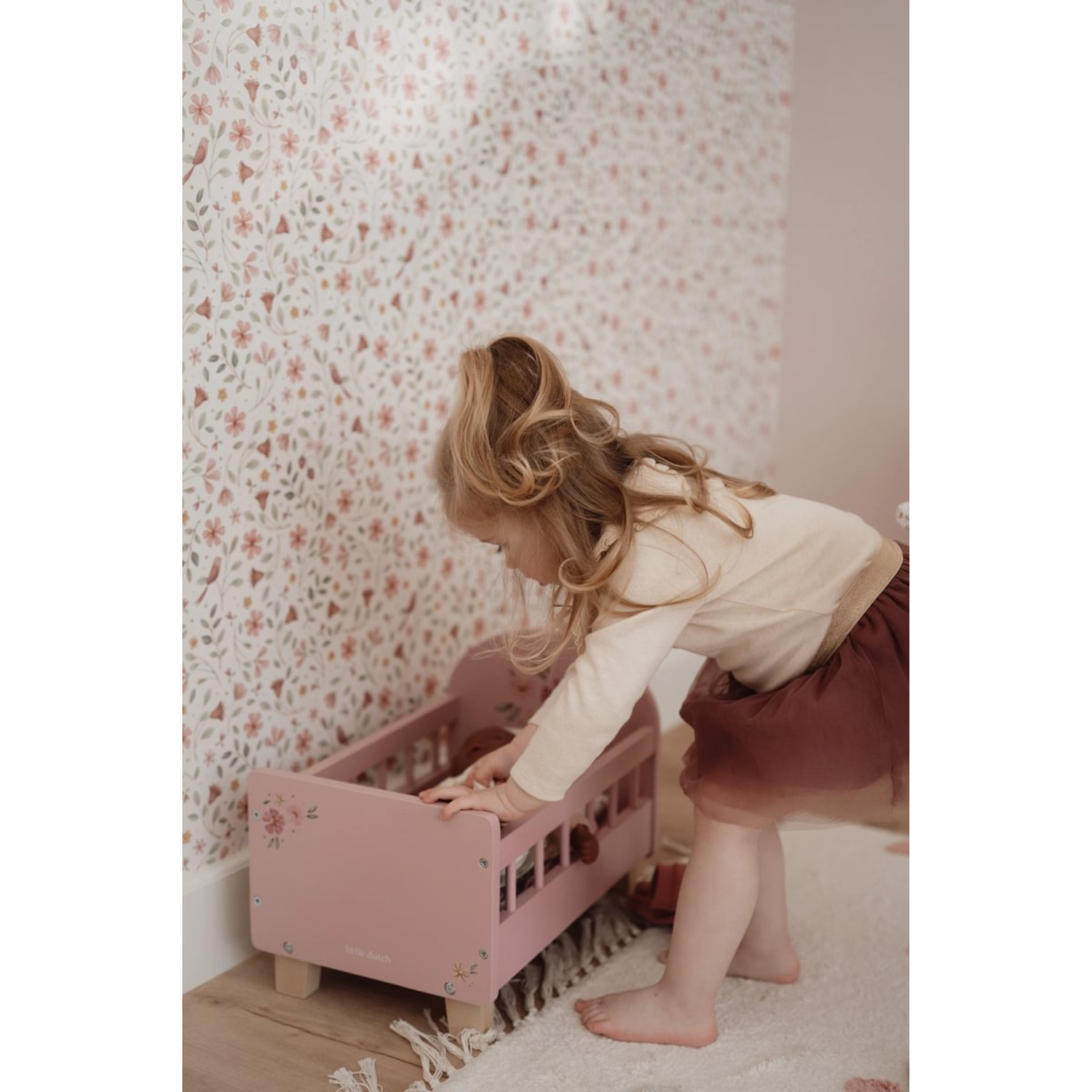 Doll bed with bedding