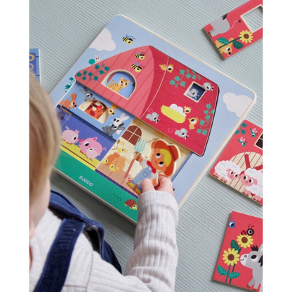 3 sluoksnių medinė dėlionė - Pas Moo