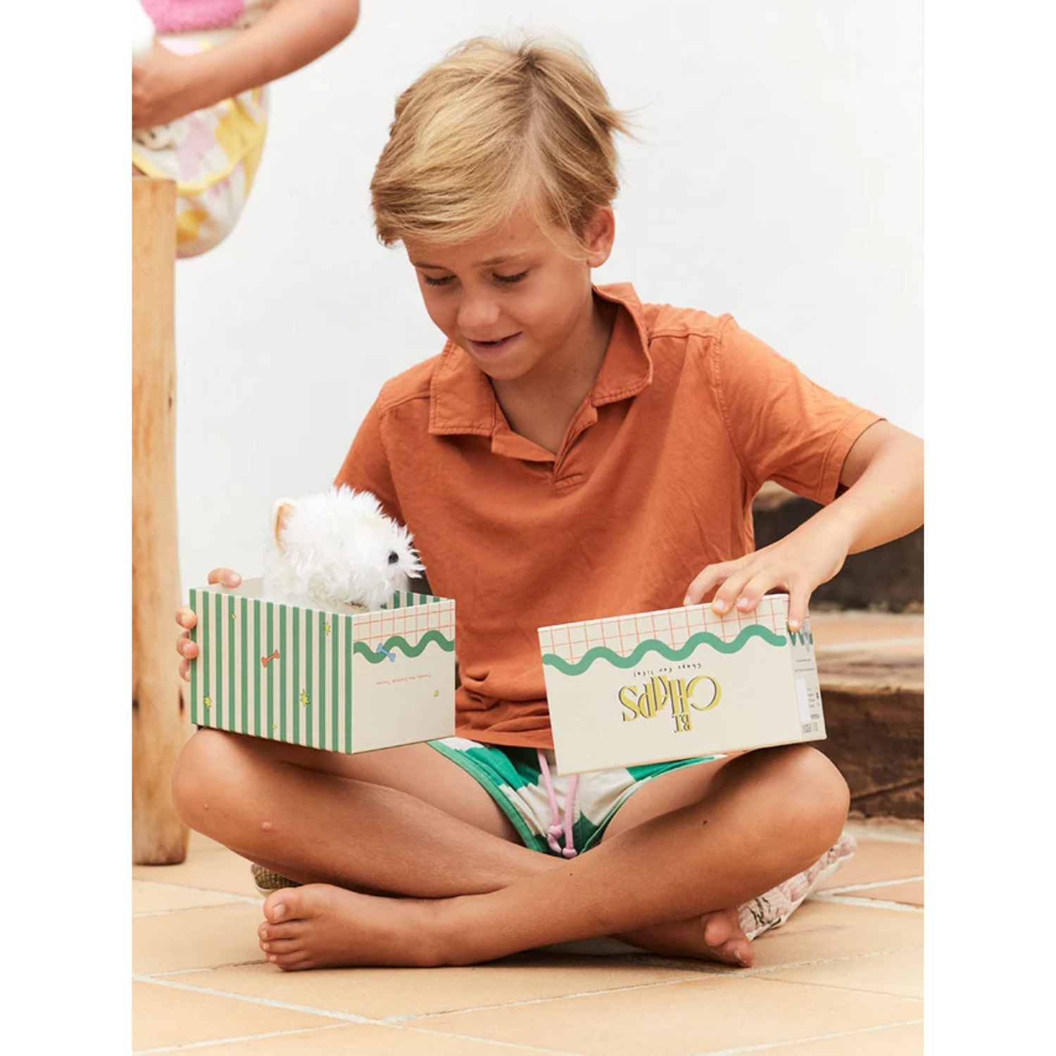 Puppy Bertha in a gift box