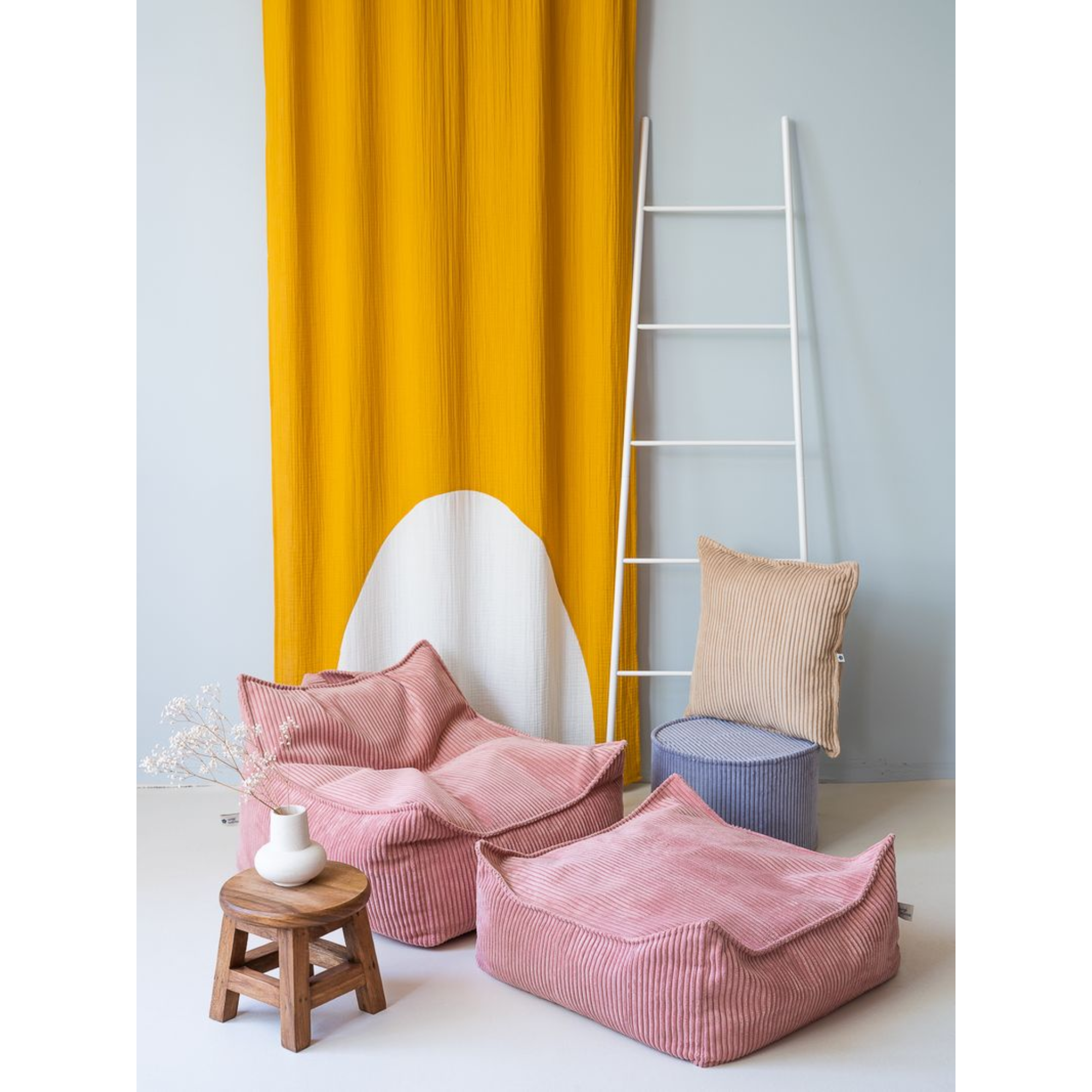 Sėdmaišio ir pufo rinkinys - Pink Mousse