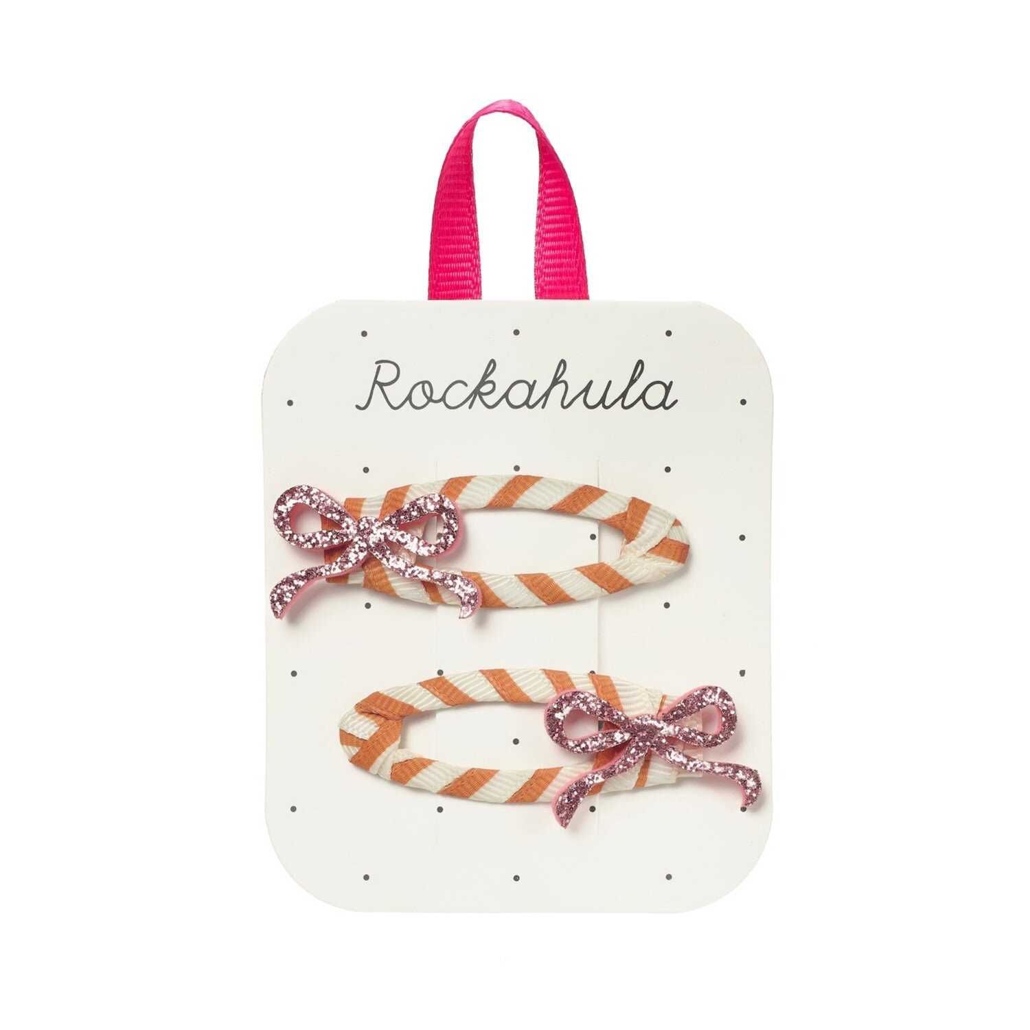 Plaukų segtukai - Stripy Glitter Bow