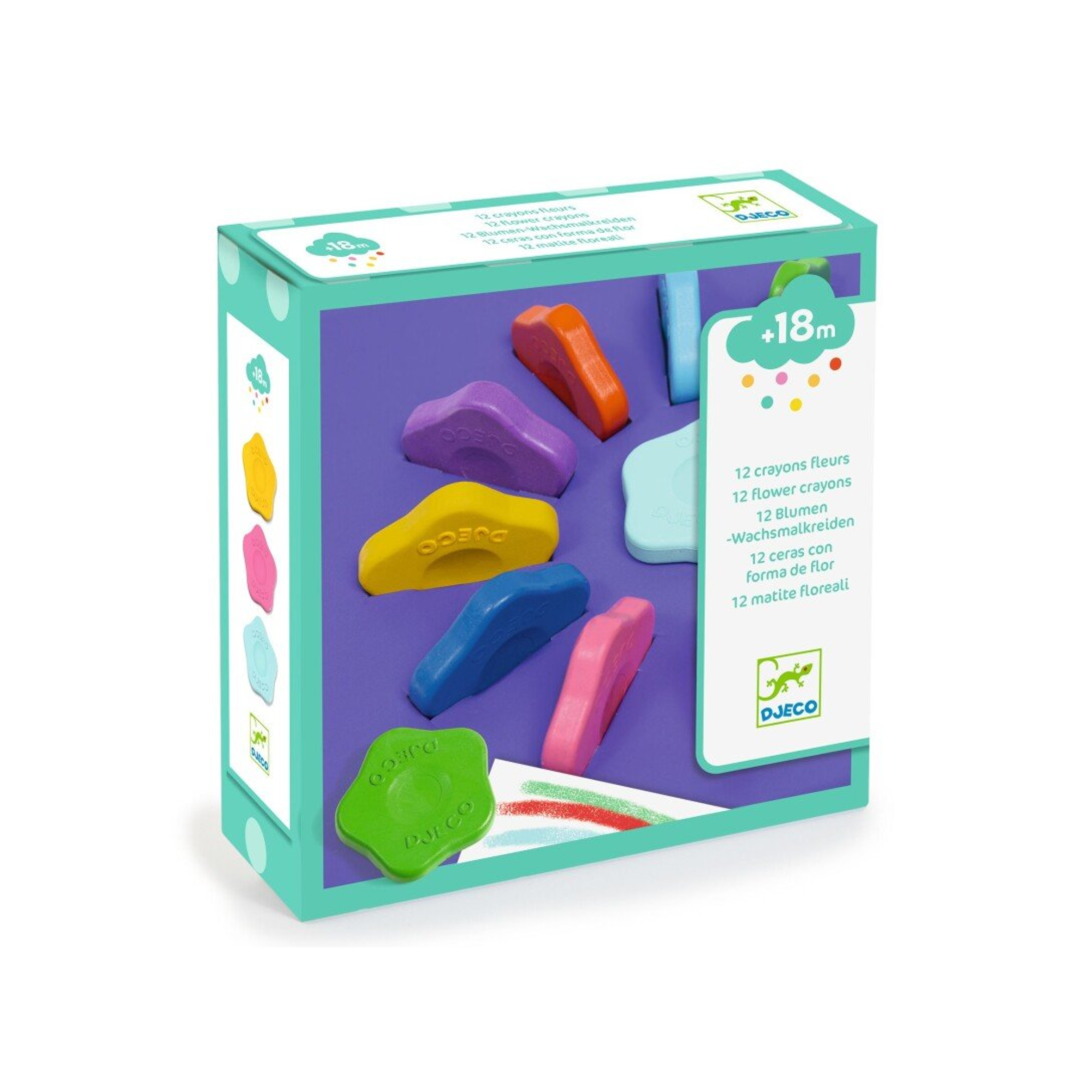 12 colored crayons