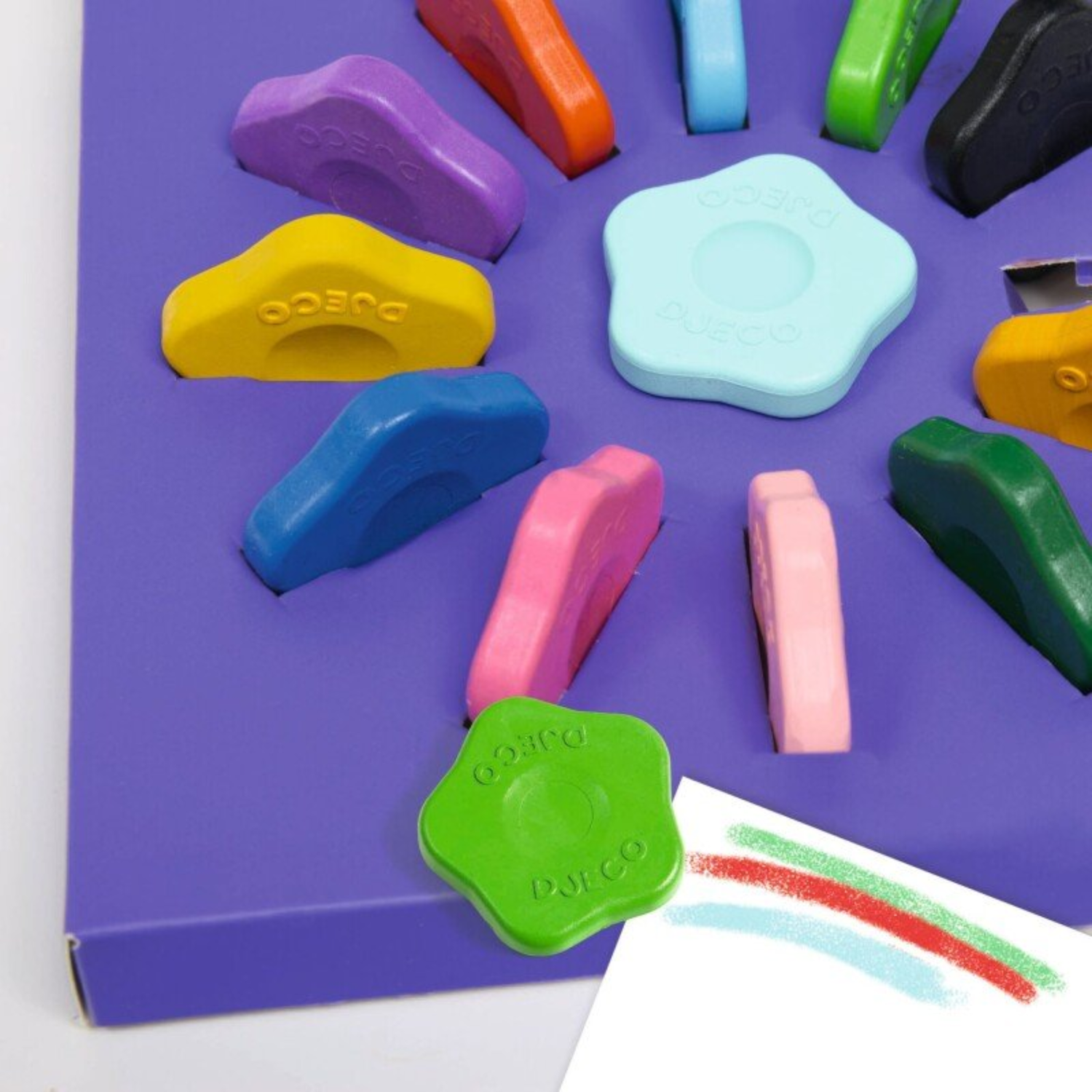 12 colored crayons