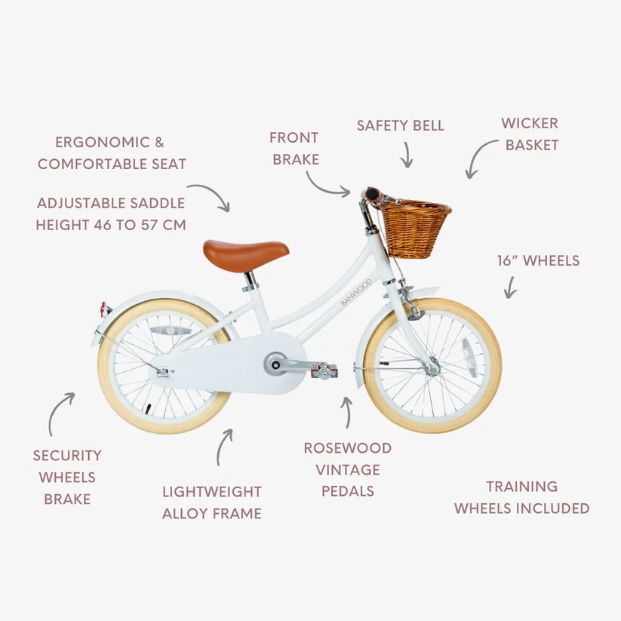 Dviratis su pedalais 16" - White
