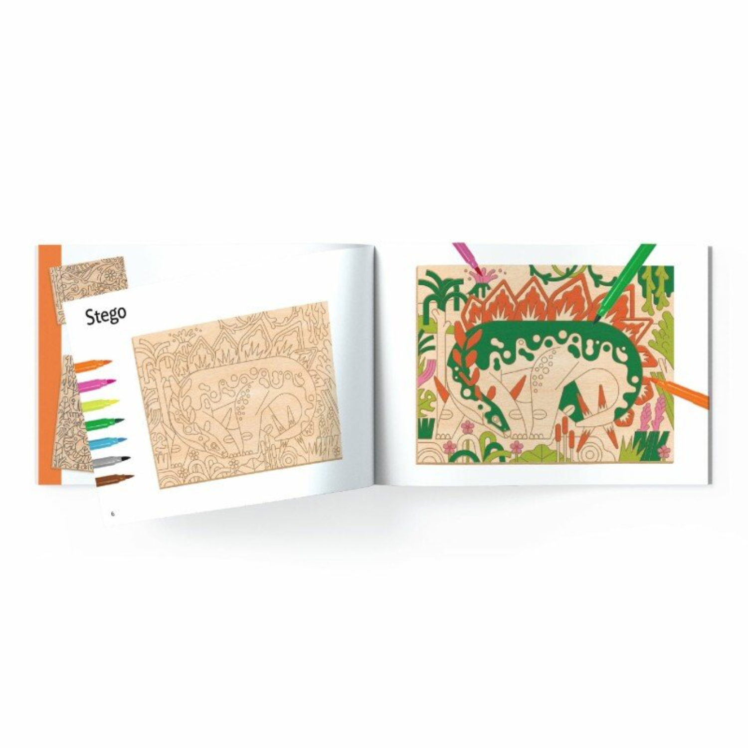 Tapyba su flomasteriais - Spalvinimas ant medžio - Dino world