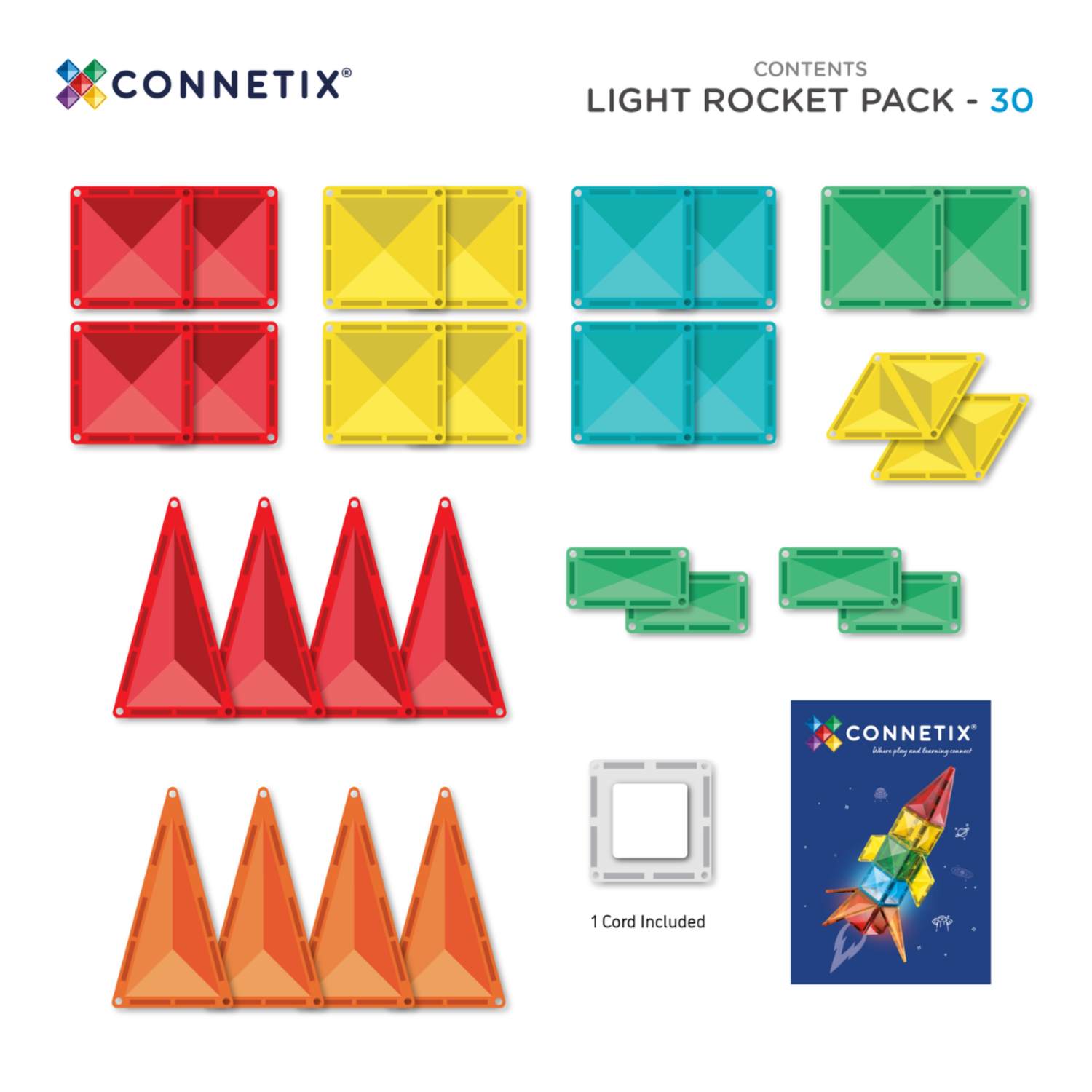 30 dalių magnetinis konstruktorius - Light Rocket