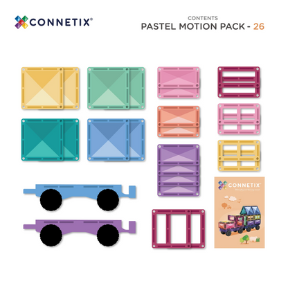 26 dalių magnetinis konstruktorius - Pastel Motion Pack