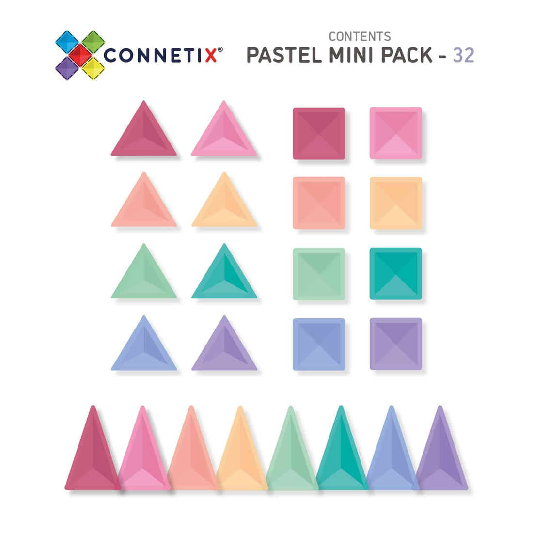 32 dalių magnetinis konstruktorius - Pastel Mini pack - little-goose.com