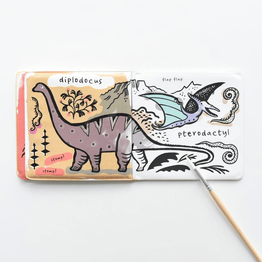 Wee Gallery Bath Book Color Me:Who loves dinosaurs?