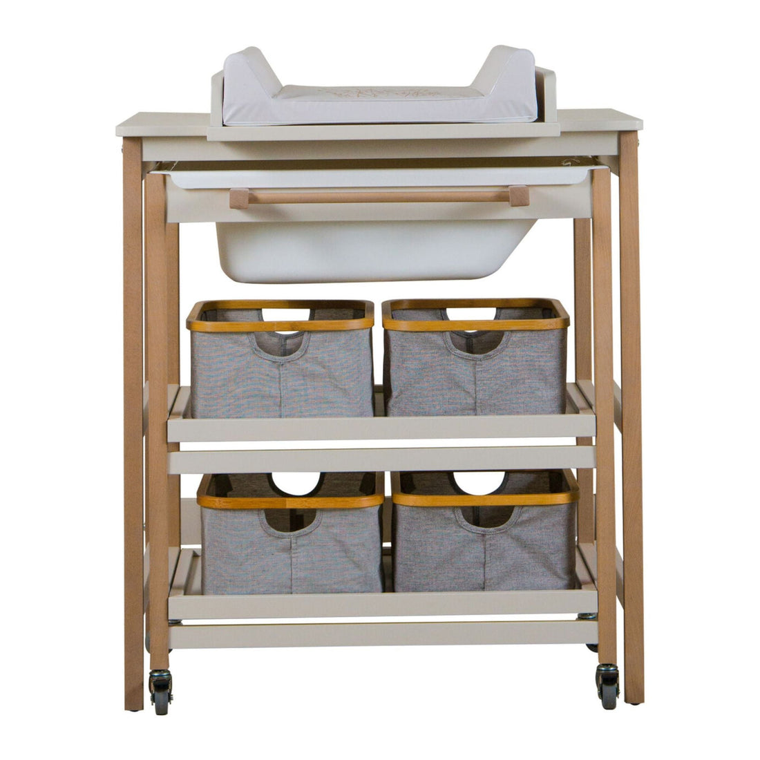 Daugiafunkcinis SMART vystymo stalas + vonelė - Clay/Naturel - little-goose.com
